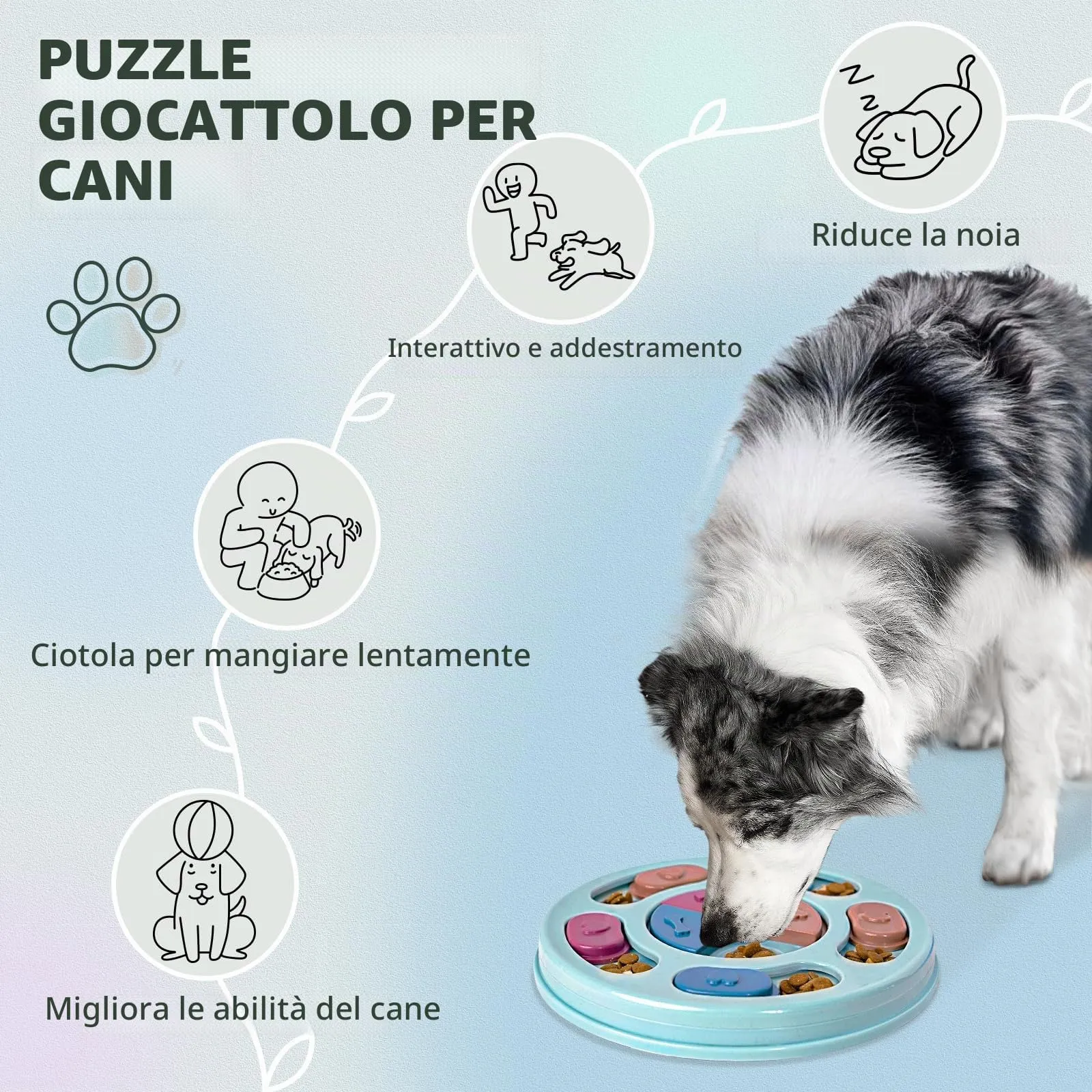 TRIGRAND Puzzle Interattivo per Cani, Slow Feeder per Stimolazione Mentale e Ansia, Lavabile, Blu - immagine 2