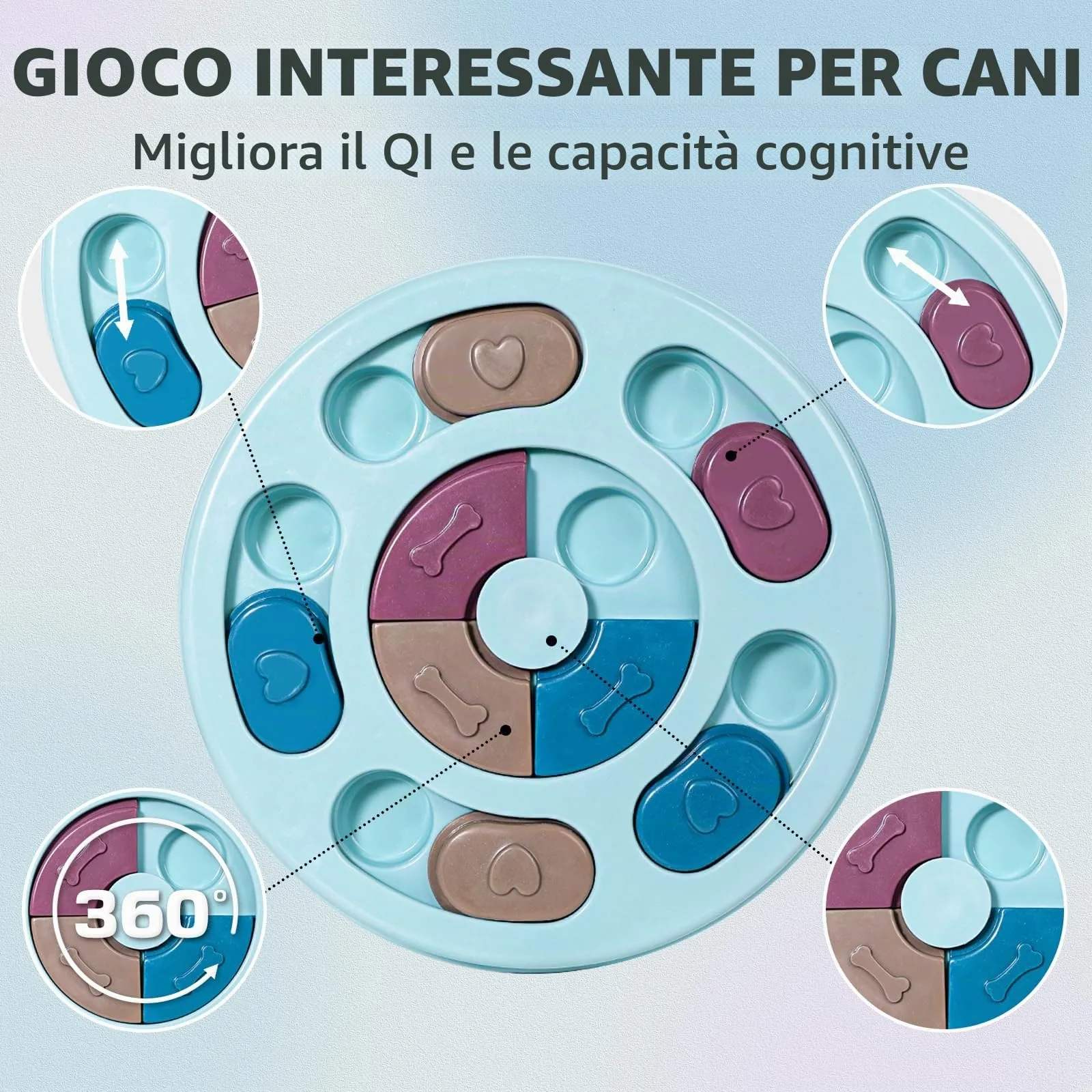 TRIGRAND Puzzle Interattivo per Cani, Slow Feeder per Stimolazione Mentale e Ansia, Lavabile, Blu - immagine 3