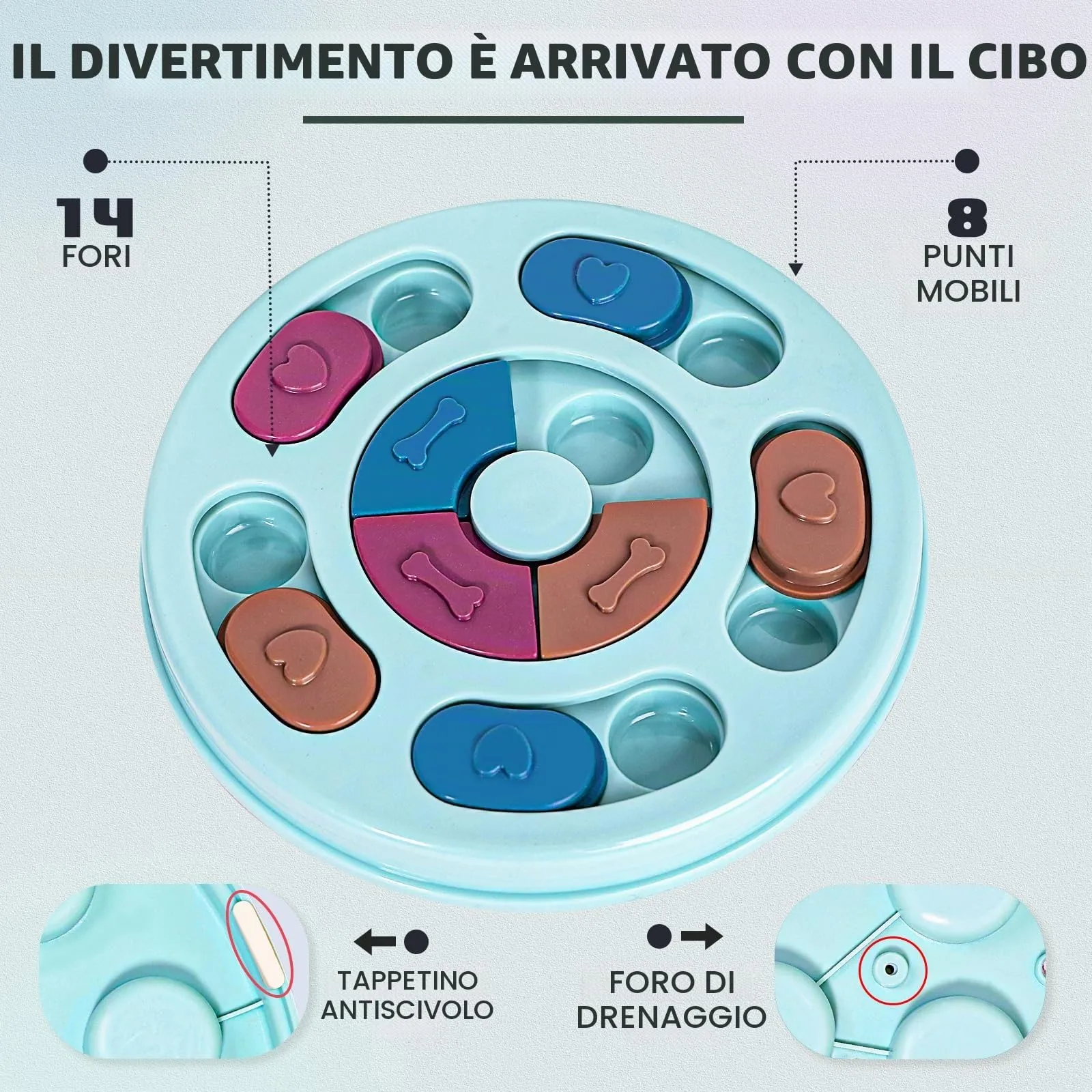TRIGRAND Puzzle Interattivo per Cani, Slow Feeder per Stimolazione Mentale e Ansia, Lavabile, Blu - immagine 4