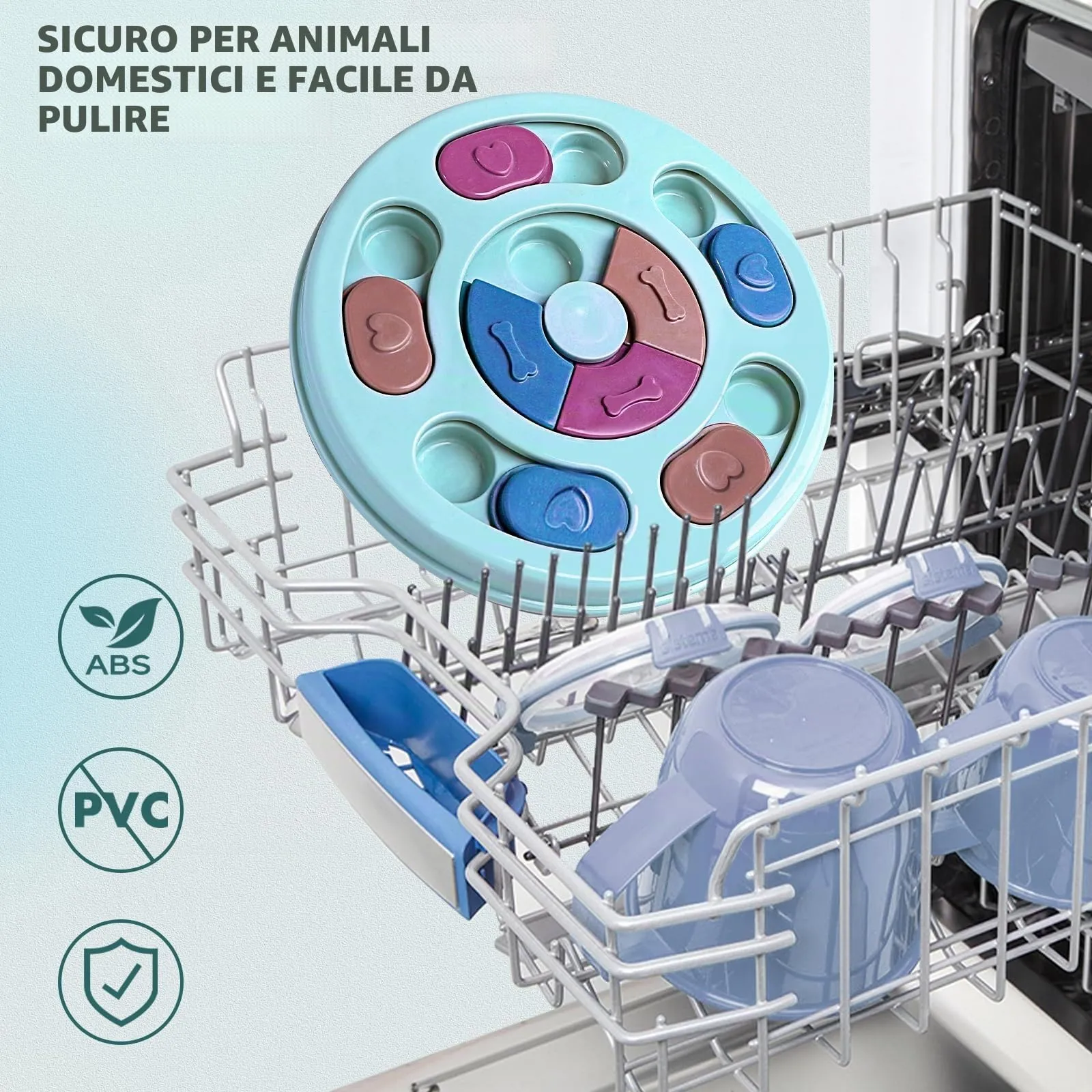 TRIGRAND Puzzle Interattivo per Cani, Slow Feeder per Stimolazione Mentale e Ansia, Lavabile, Blu - immagine 5