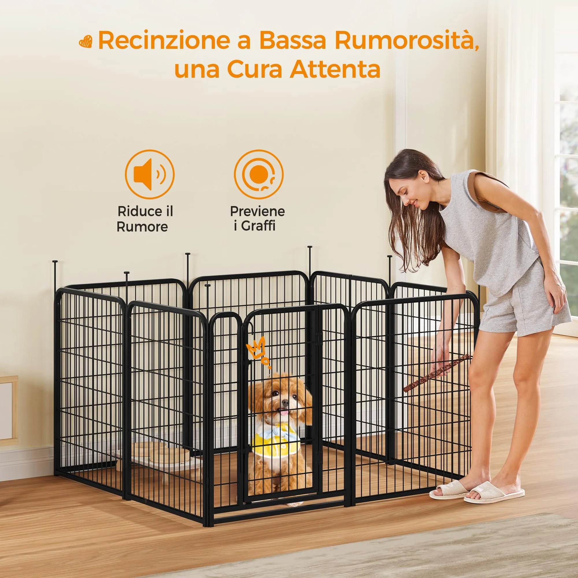 Yaheetech Recinto per Cani da Interno e Esterno, 8 pezzi, 65 x 80 cm, Nero - immagine 6