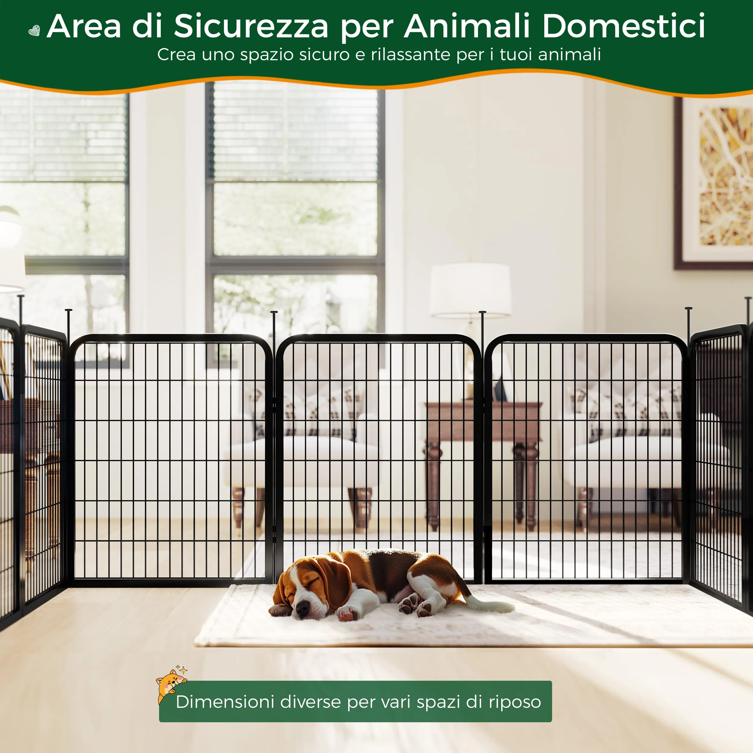 Yaheetech Recinto per Cani da Interno e Esterno, 6 Pezzi, 65 x 80 cm, Nero - immagine 5