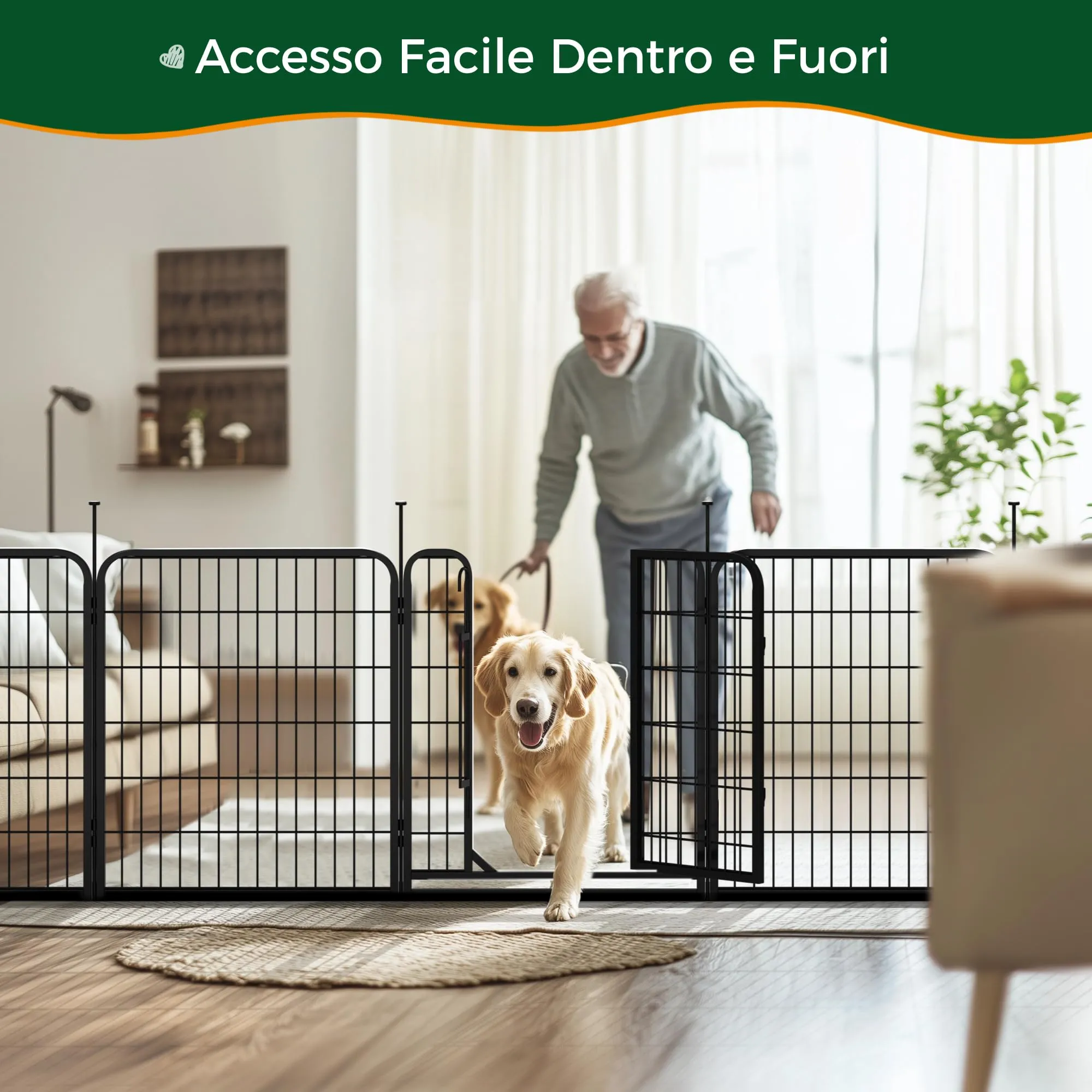 Yaheetech Recinto per Cani da Interno e Esterno, 6 Pezzi, 65 x 80 cm, Nero - immagine 7