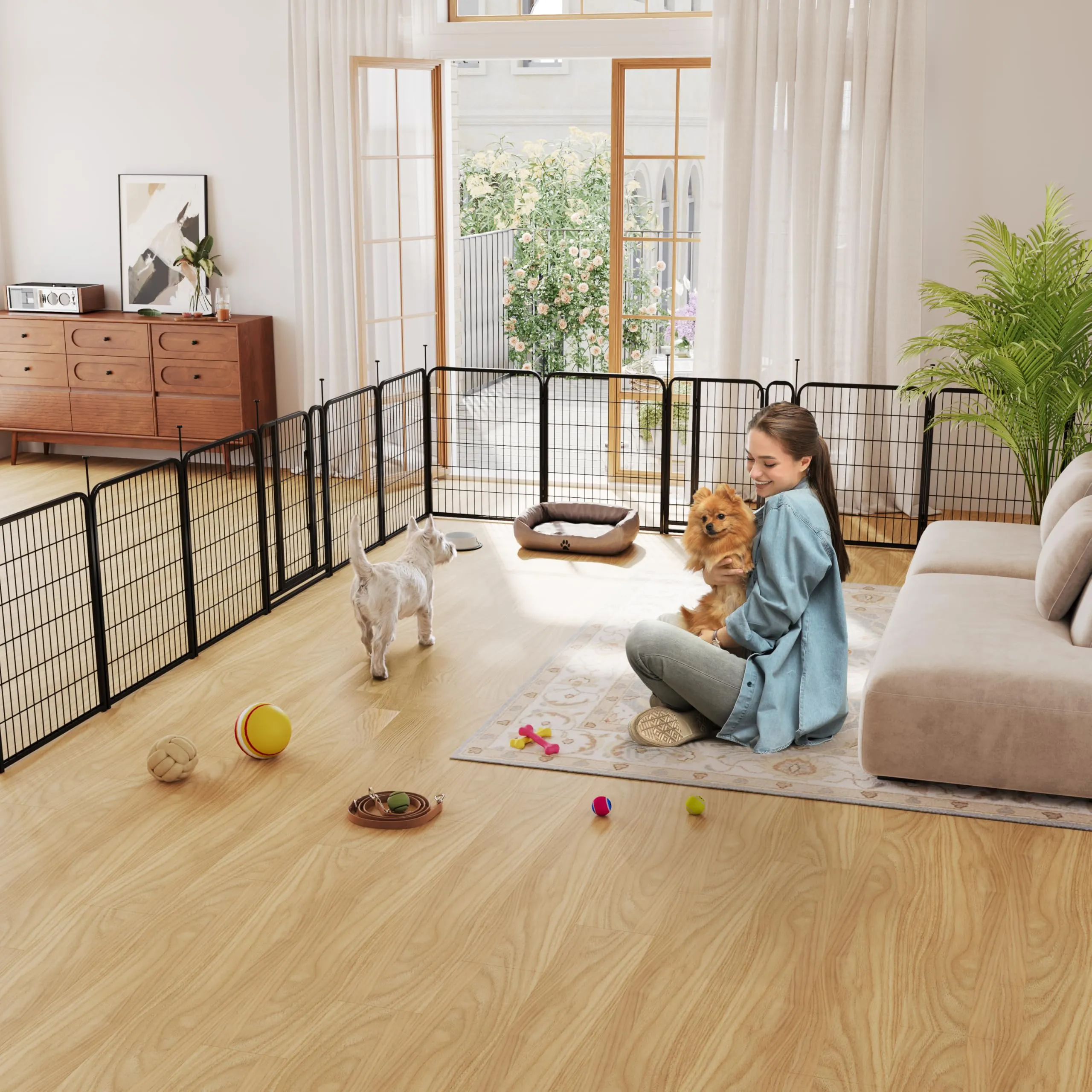 Yaheetech Recinto per Cani da Interno e Esterno, 6 Pezzi, 65 x 80 cm, Nero - immagine 9