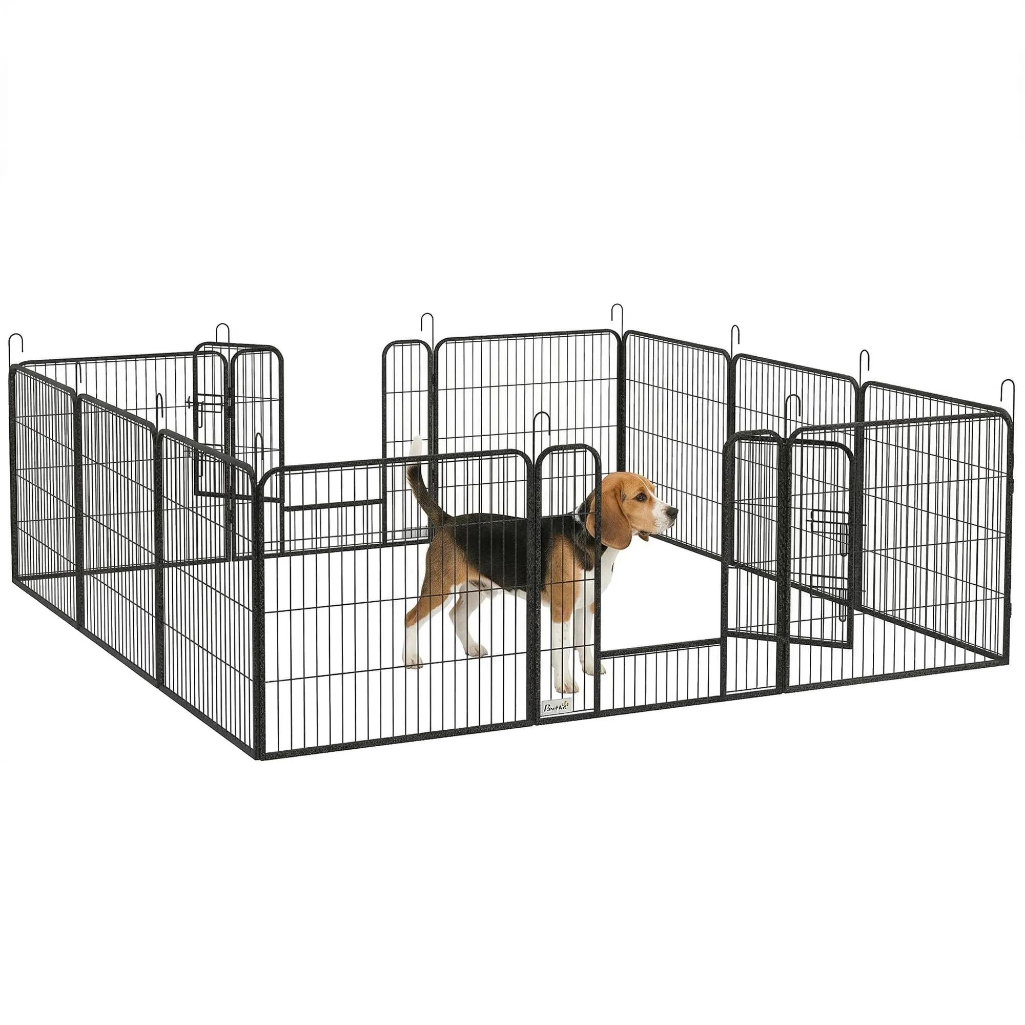 PawHut Recinto per Cani 12 Pannelli 80x60cm Grigio Scuro - immagine 1