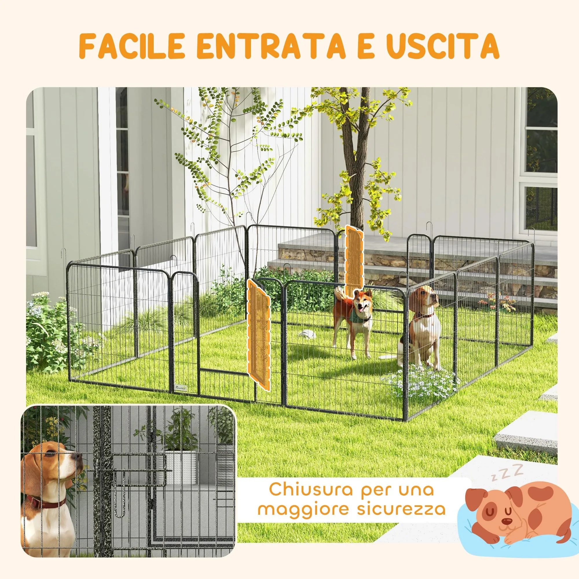 PawHut Recinto per Cani 12 Pannelli 80x60cm Grigio Scuro - immagine 6