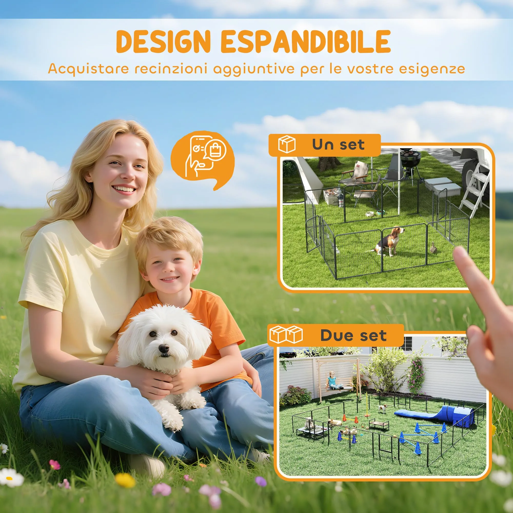 PawHut Recinto per Cani 12 Pannelli 80x60cm Grigio Scuro - immagine 8
