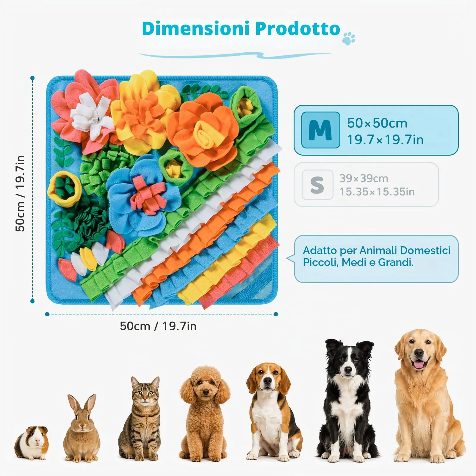 Gimars Tappeto Olfattivo per Cane, Gioco Interattivo in Pile Antiscivolo, 50×50cm, Blu - immagine 2