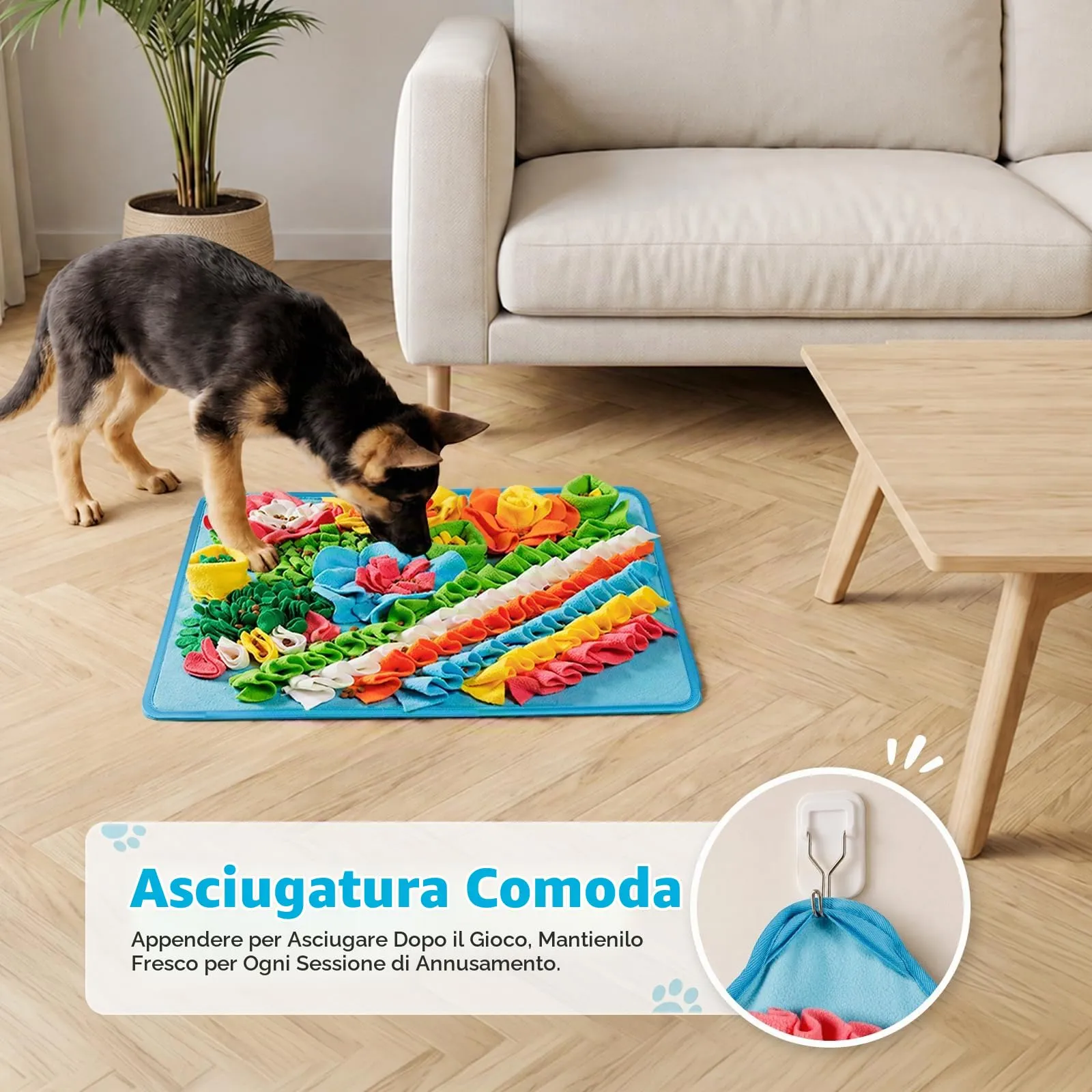 Gimars Tappeto Olfattivo per Cane, Gioco Interattivo in Pile Antiscivolo, 50×50cm, Blu - immagine 7