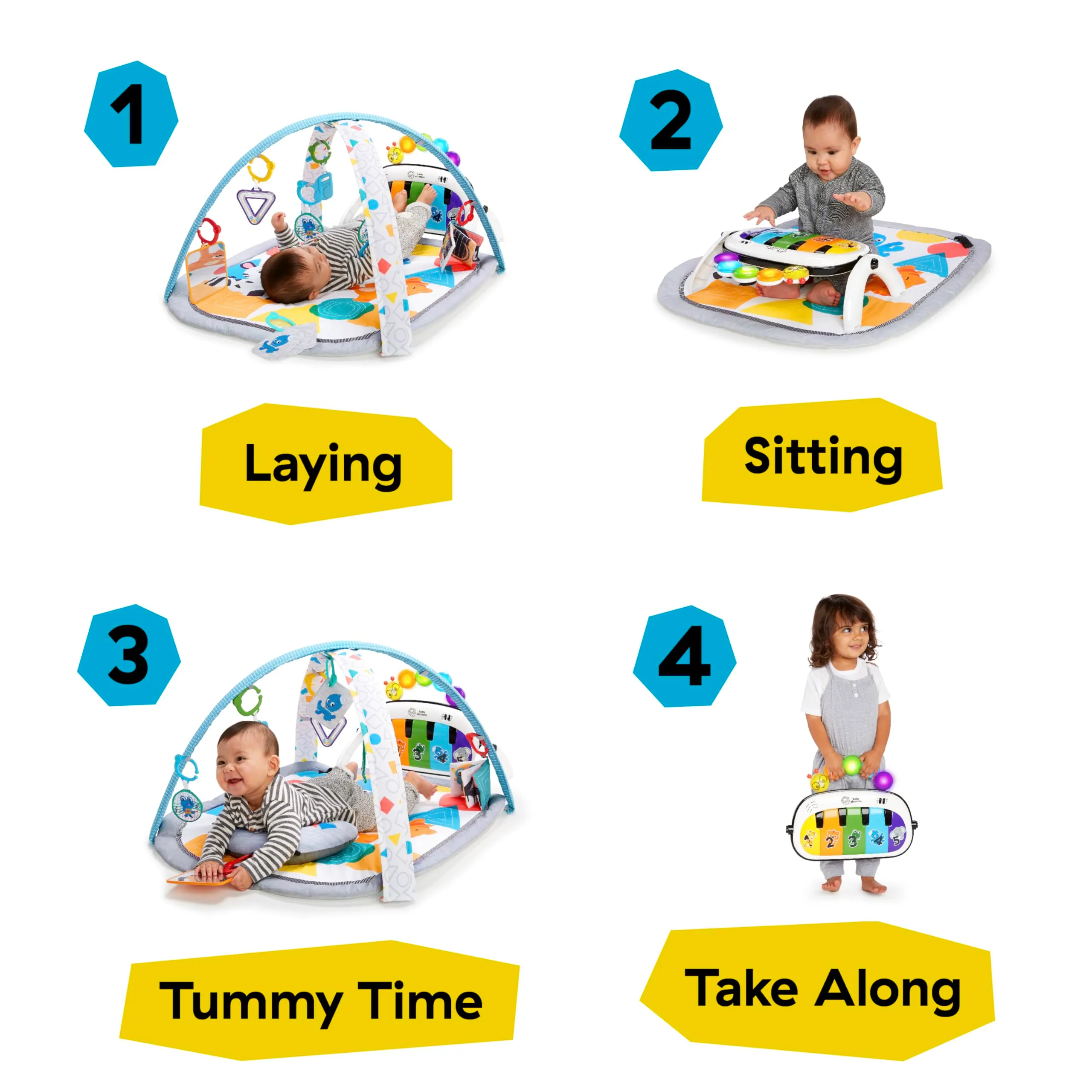Baby Einstein Palestrina Musicale Kickin' Tunes 4in1 con Pianoforte, 70+ Suoni, Luci e 7 Giocattoli Rimovibili - immagine 4