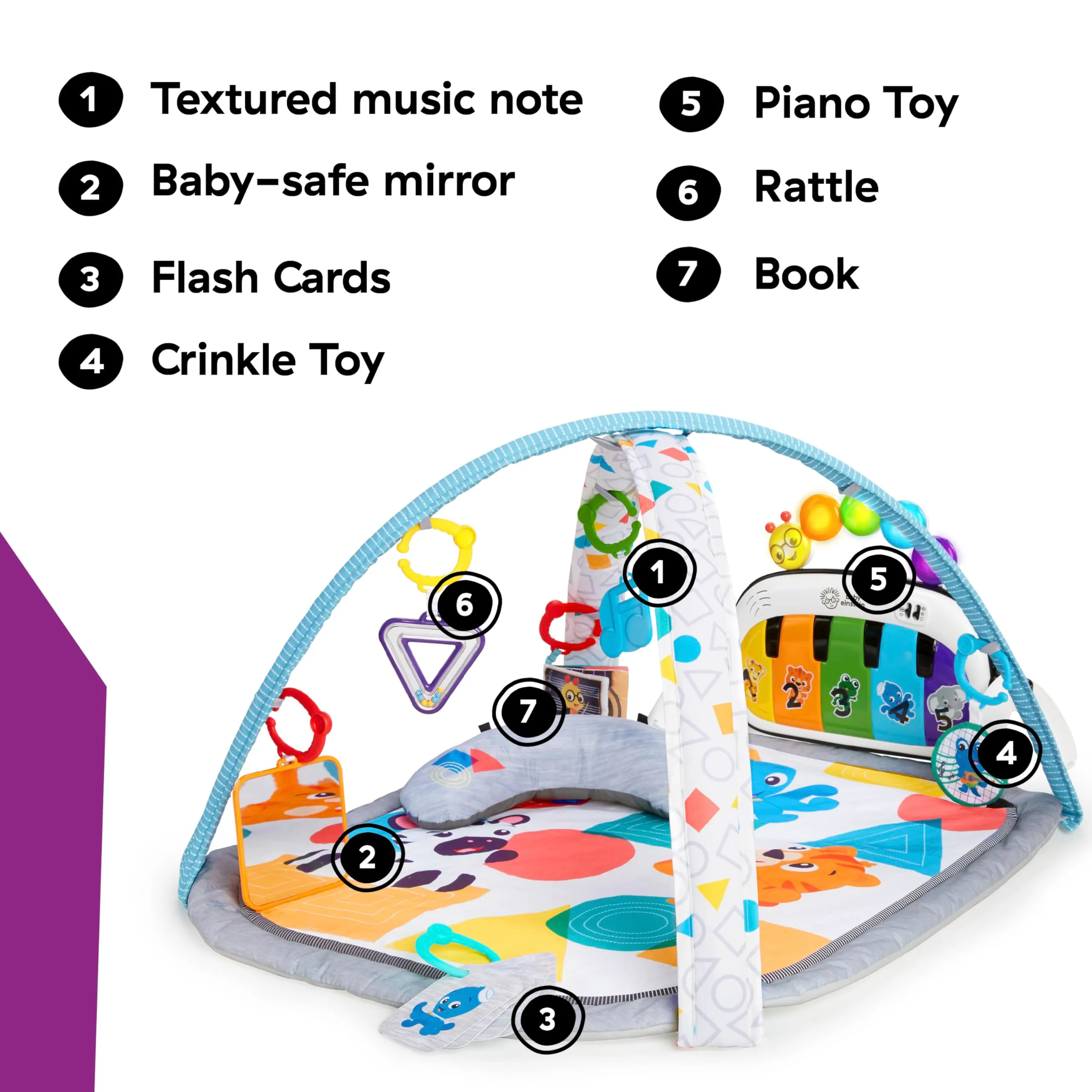 Baby Einstein Palestrina Musicale Kickin' Tunes 4in1 con Pianoforte, 70+ Suoni, Luci e 7 Giocattoli Rimovibili - immagine 5