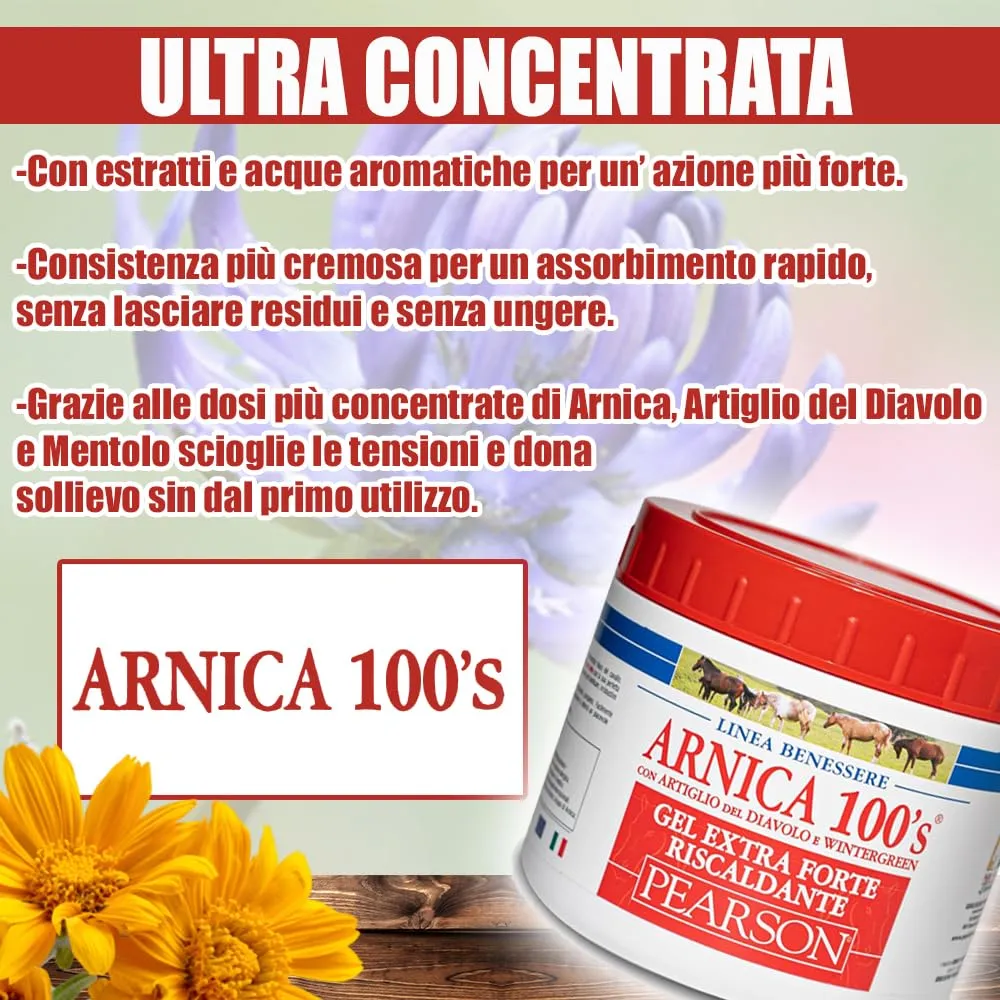 Arnica 100's Gel Extraforte Riscaldante per Cavalli Pearson, 500 ml - immagine 3