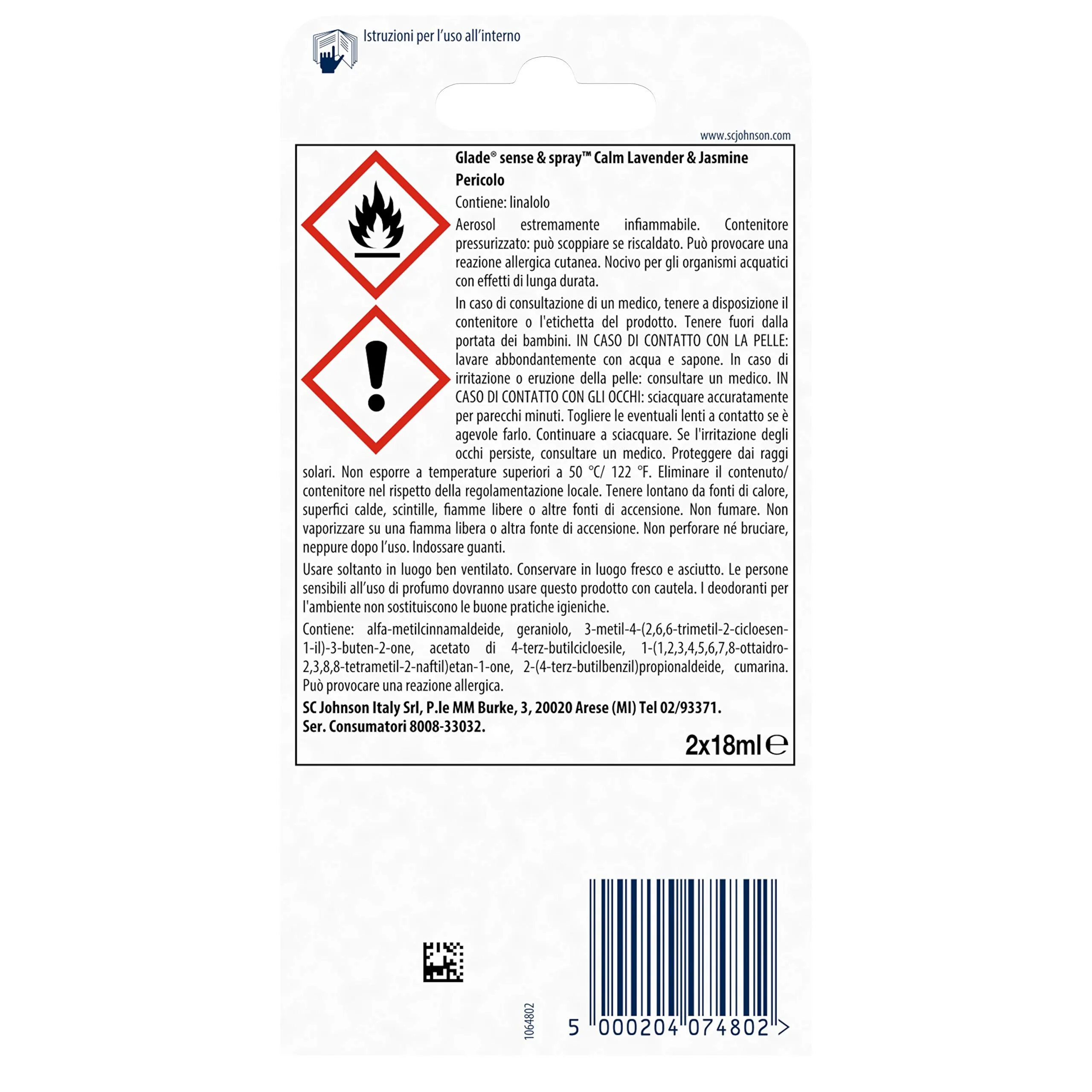 Glade Sense & Spray Ricarica Calm Lavanda e Gelsomino, 2 x 18 ml - immagine 2