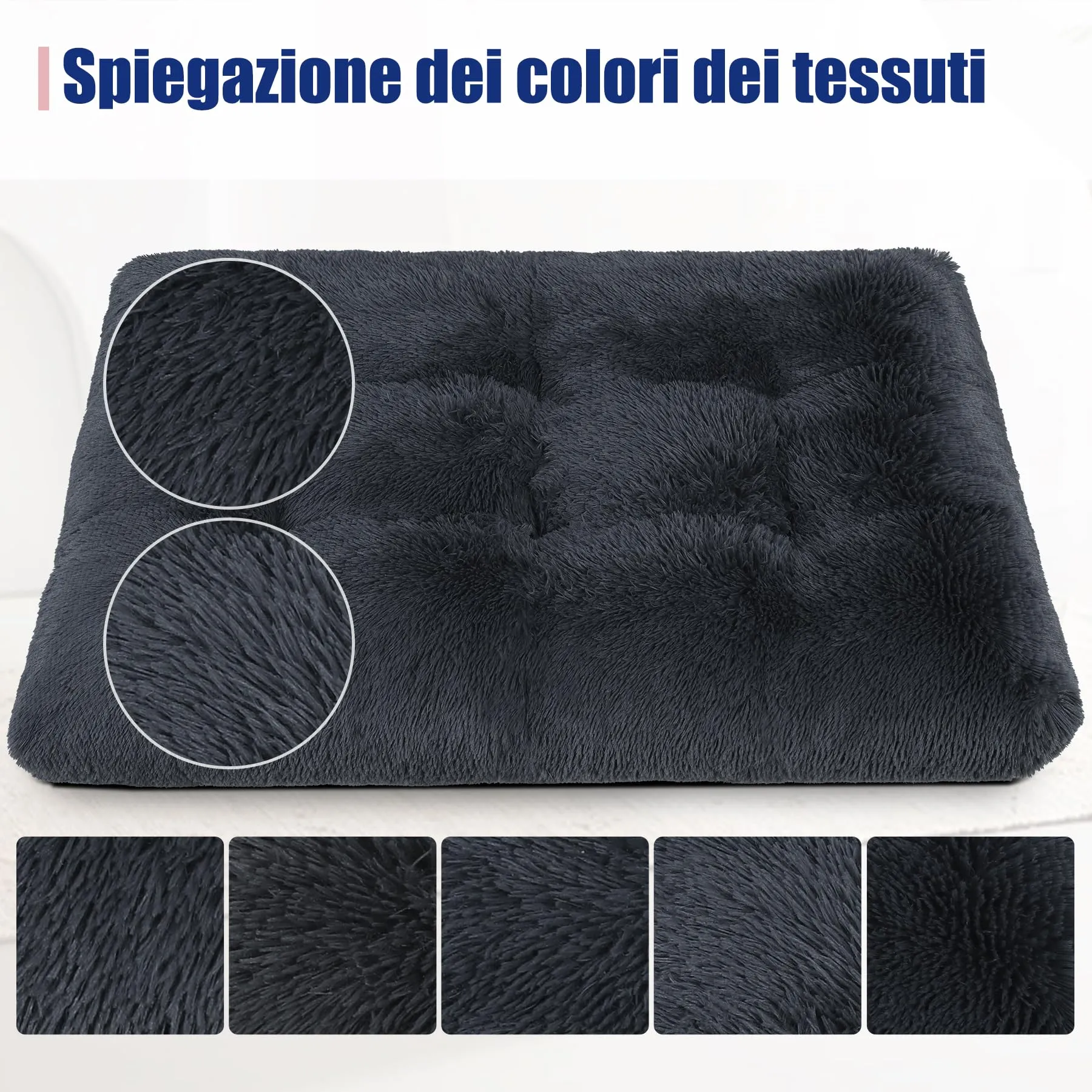 KSIIA Cuscino per Cani, 90x60cm, Base Antiscivolo, Lavabile in Lavatrice, Grigio scuro - immagine 3
