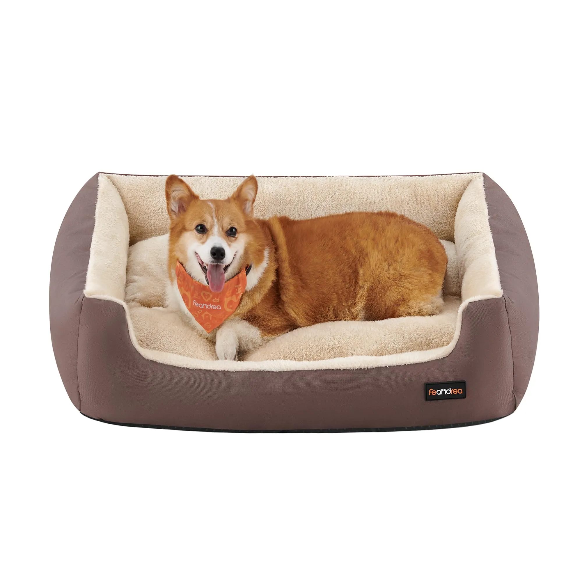 Feandrea Cuccia Cane Interno con Tappeto Rimovibile e Reversibile, 85 x 65 x 21 cm, Marrone Caffè + Beige Sabbia - immagine 1
