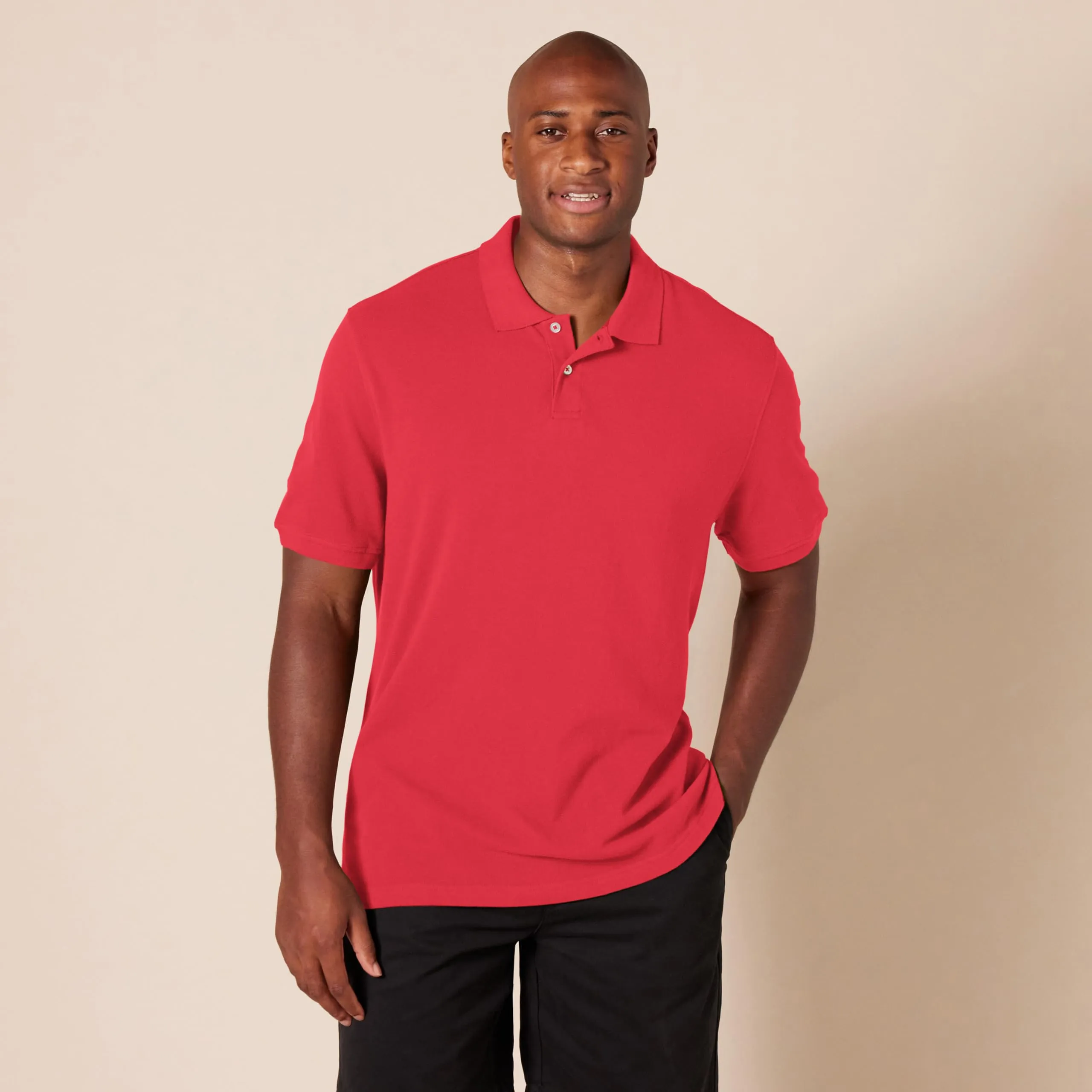 Amazon Essentials Men's Slim-Fit Cotton Piqué Polo, Red, M - immagine 6