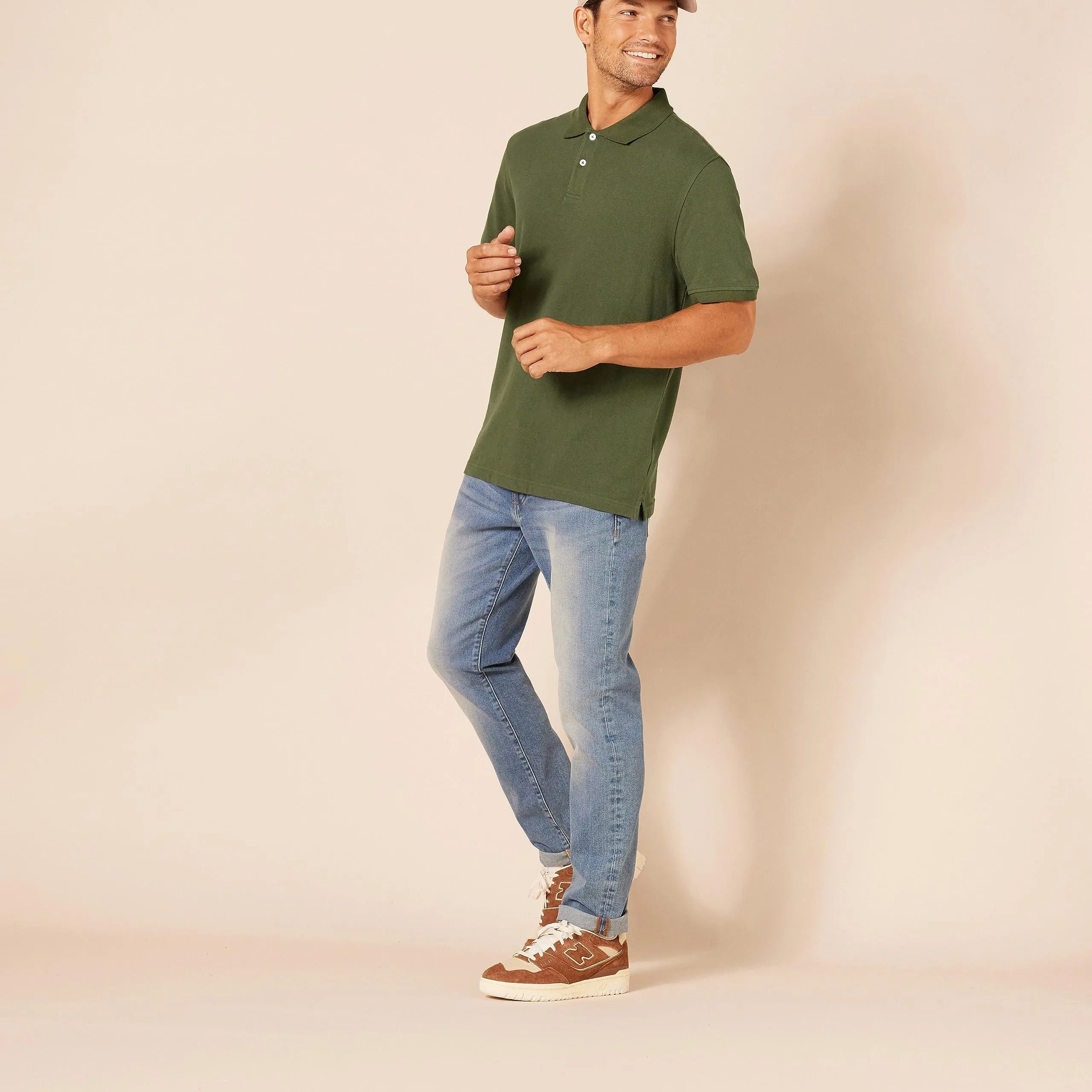 Amazon Essentials Polo in Piqué di Cotone Slim Uomo, Verde Oliva, XXL - immagine 5
