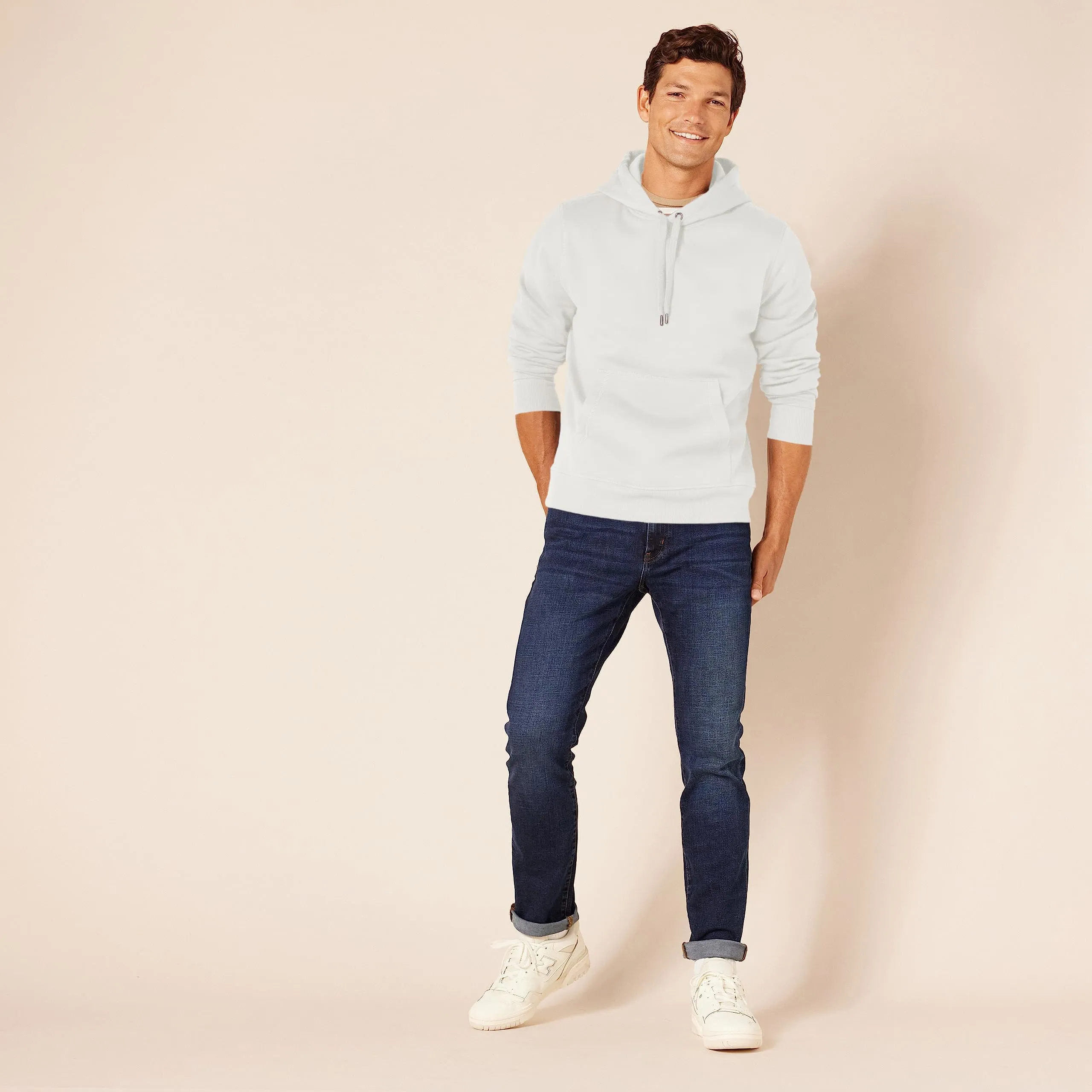 Amazon Essentials Felpa con Cappuccio Uomo, Bianco Brillante, S - immagine 4