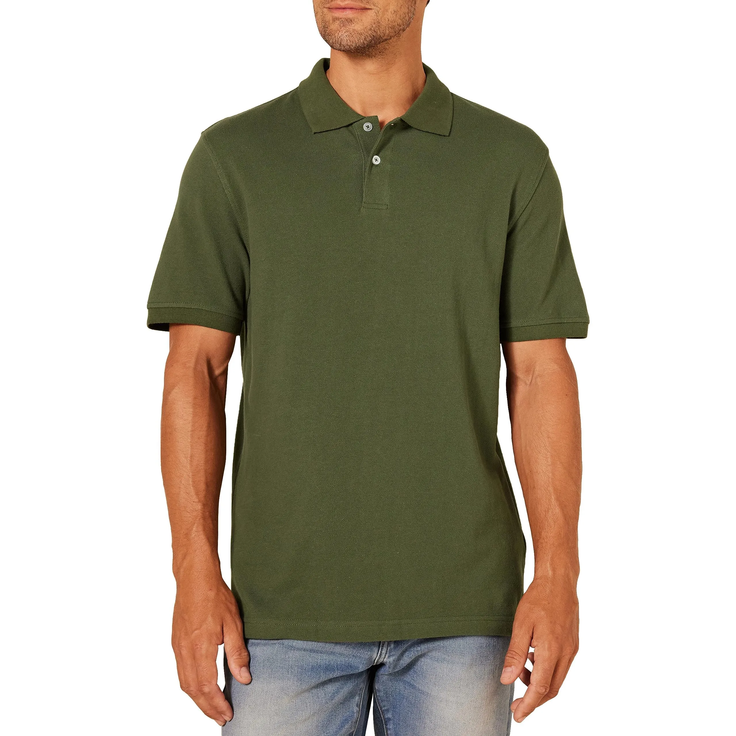 Amazon Essentials Polo in Piqué di Cotone Slim Uomo, Verde Oliva, L - immagine 1