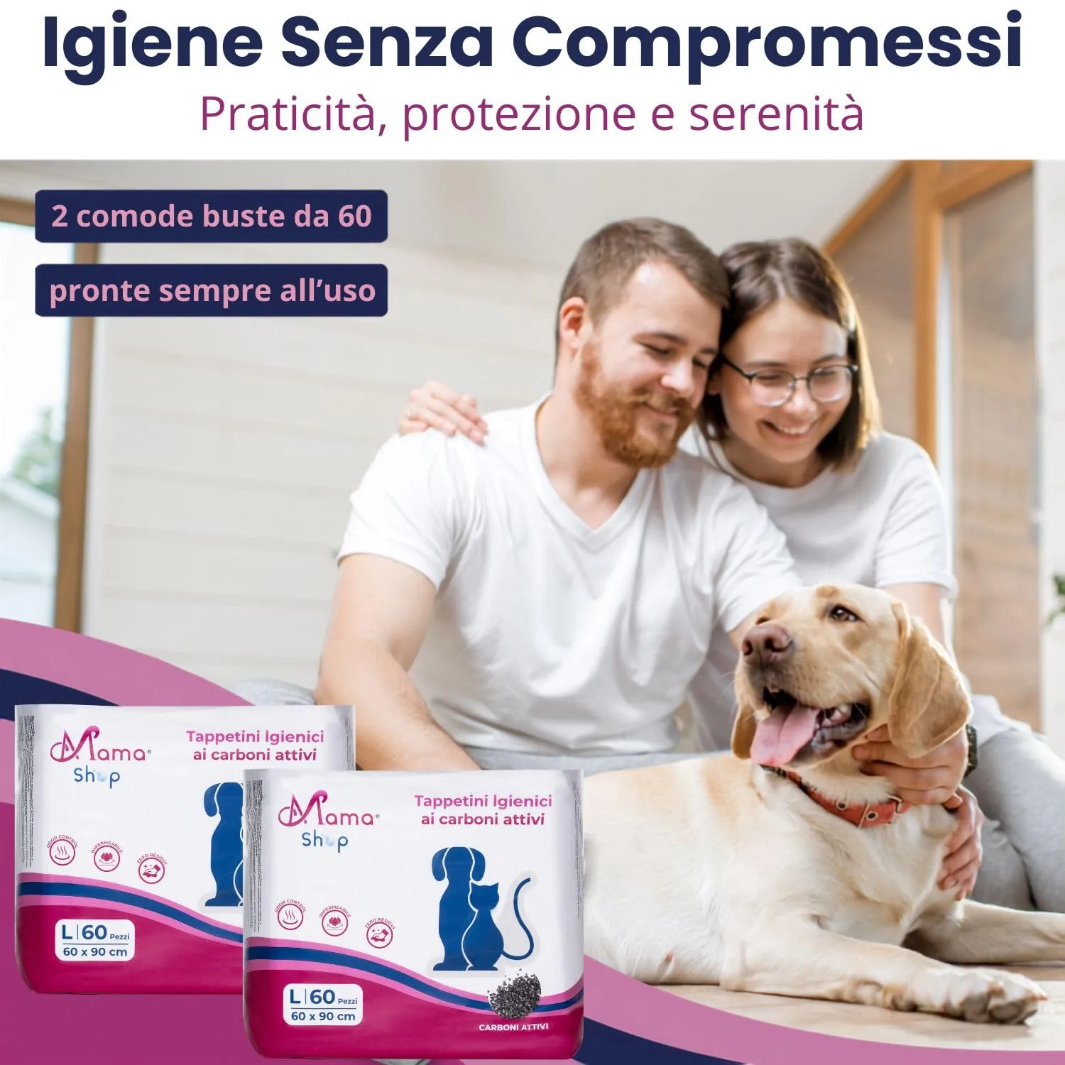 Mama Shop Traversine Cani Carbone Attivo 60x90, 120 pz - immagine 6