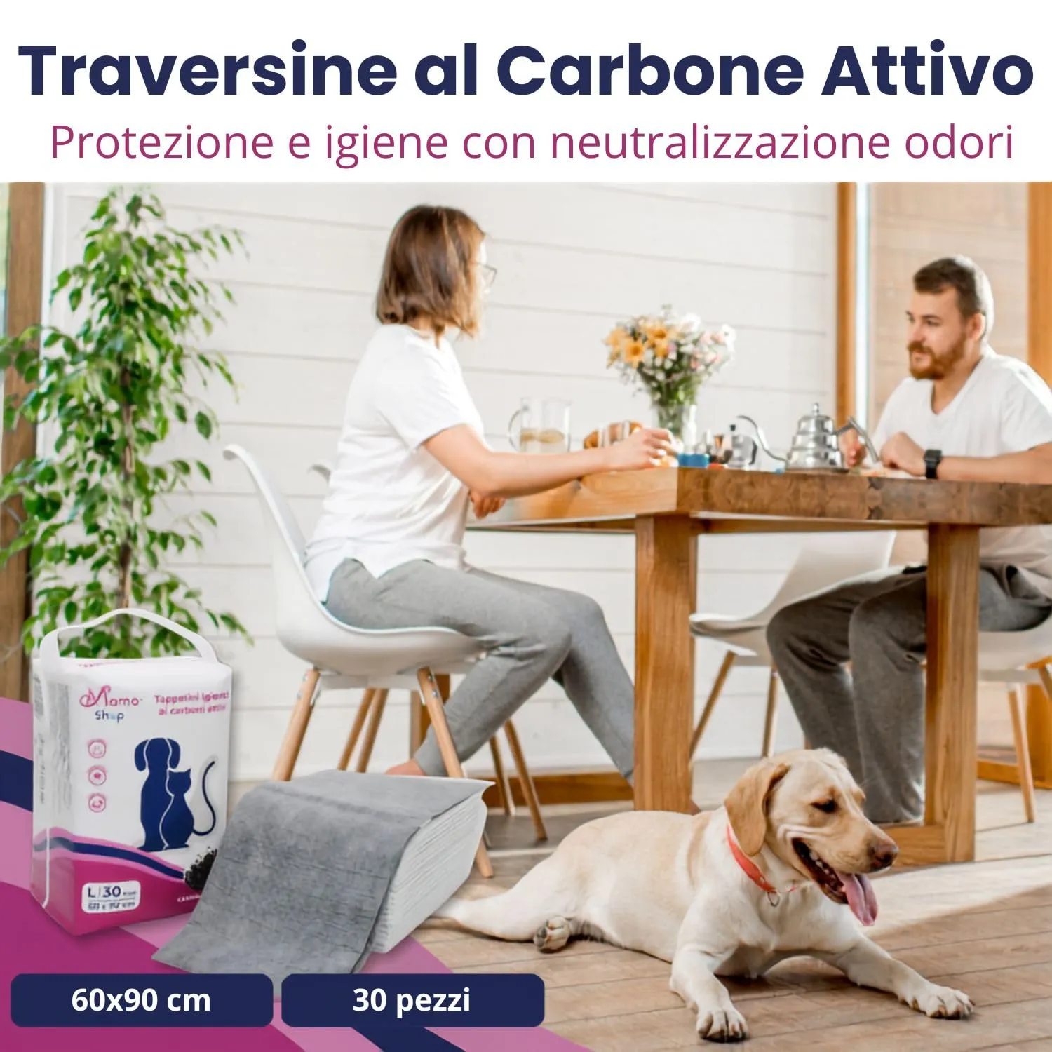 Mama Shop Traversine Cani Carbone Attivo 60x90, 30 pz - immagine 2