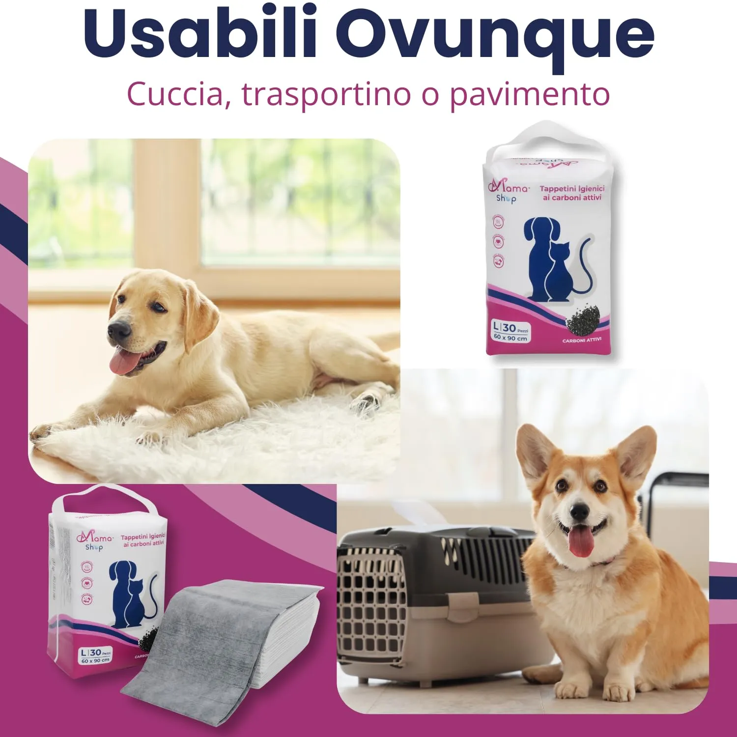 Mama Shop Traversine Cani Carbone Attivo 60x90, 30 pz - immagine 4