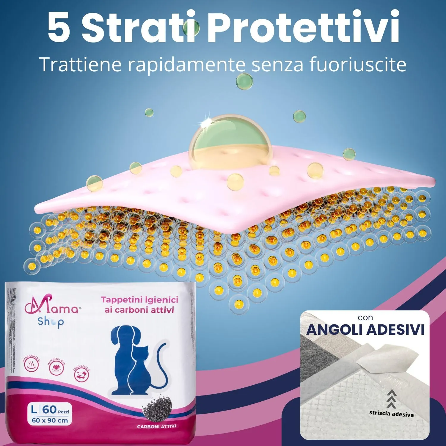 Mama Shop Traversine Cani Carbone Attivo, 60x90, 60 pz - immagine 5