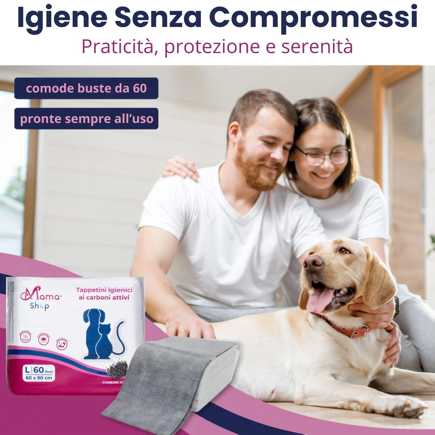 Mama Shop Traversine Cani Carbone Attivo, 60x90, 60 pz - immagine 6