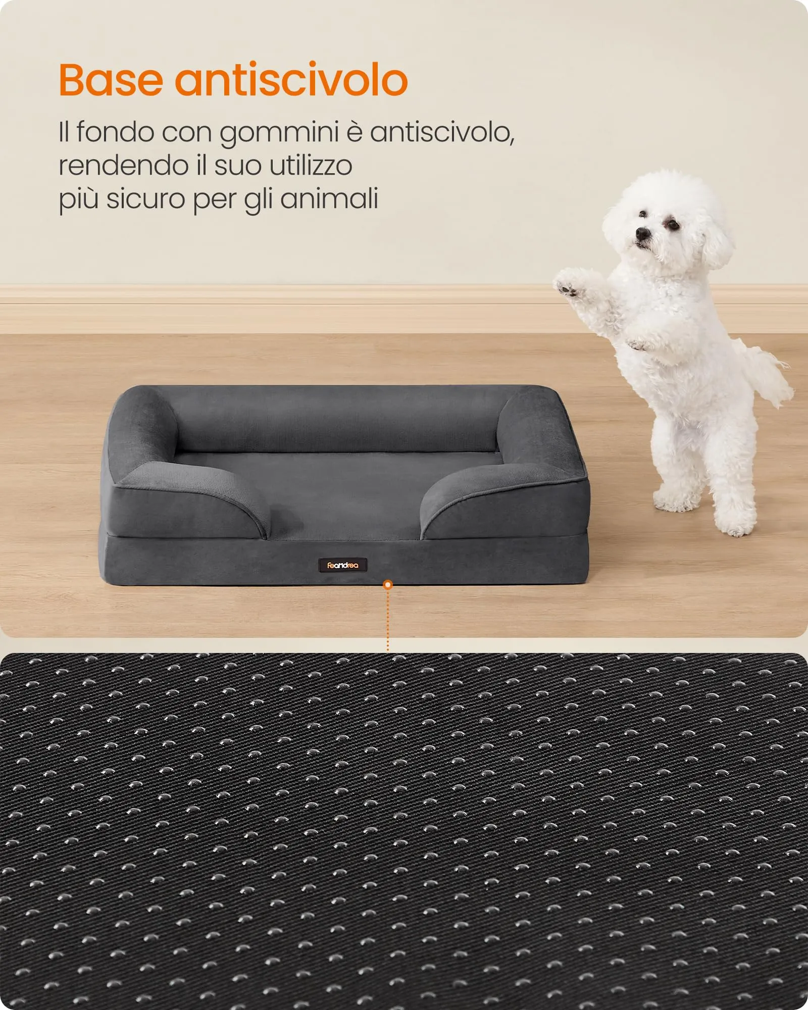 Feandrea Cuccia Ortopedica per Cani in Flanella, 76 x 51 x 16 cm - immagine 8