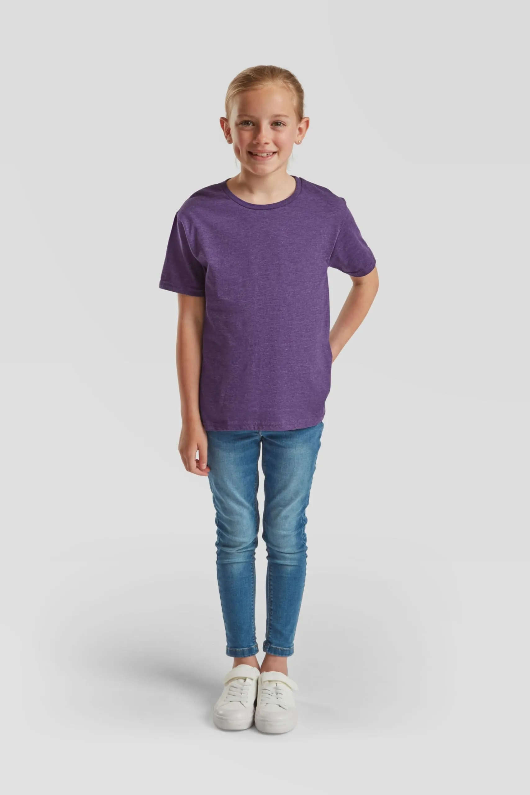 Fruit of the Loom Kids Iconic 150 T Maglietta, Viola mélange, 152 - immagine 2