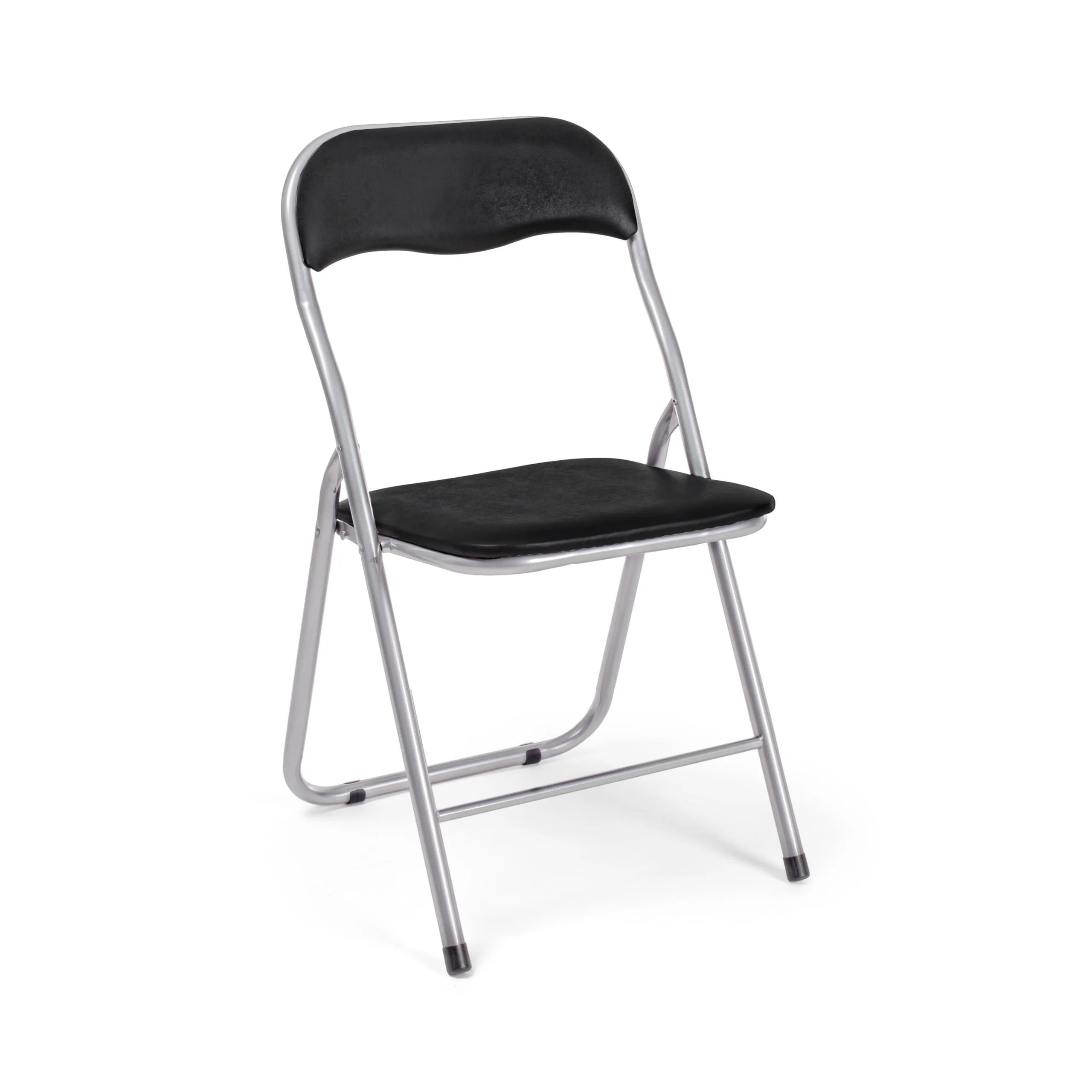 Totò Piccinni Sedie Pieghevoli in Metallo e Ecopelle, Nero/Grigio, Set da 4 - immagine 3