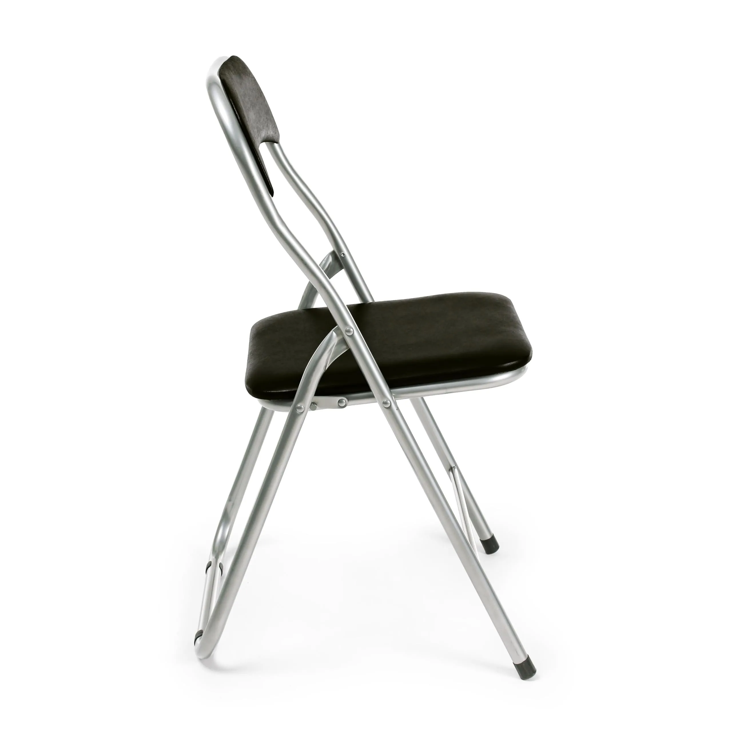 Totò Piccinni Sedie Pieghevoli in Metallo e Ecopelle, Nero/Grigio, Set da 4 - immagine 5