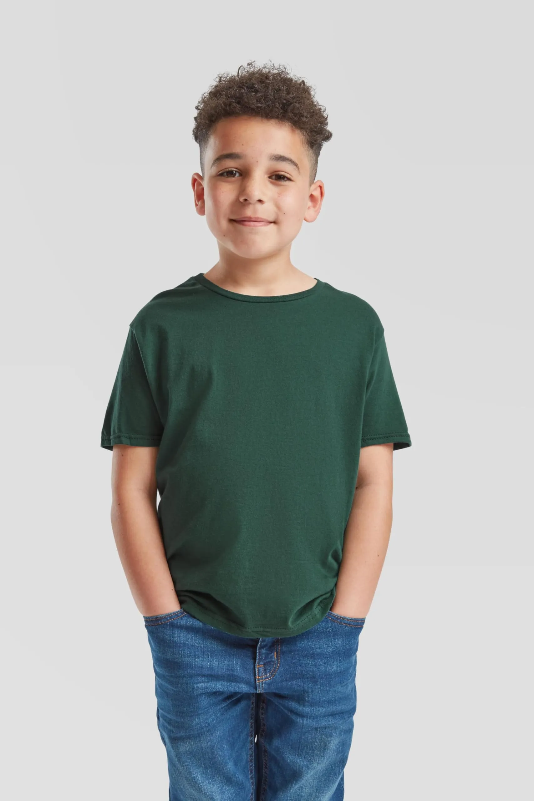 Fruit of the Loom Maglietta Iconica per Bambini, Verde Bosco, 116 - immagine 3
