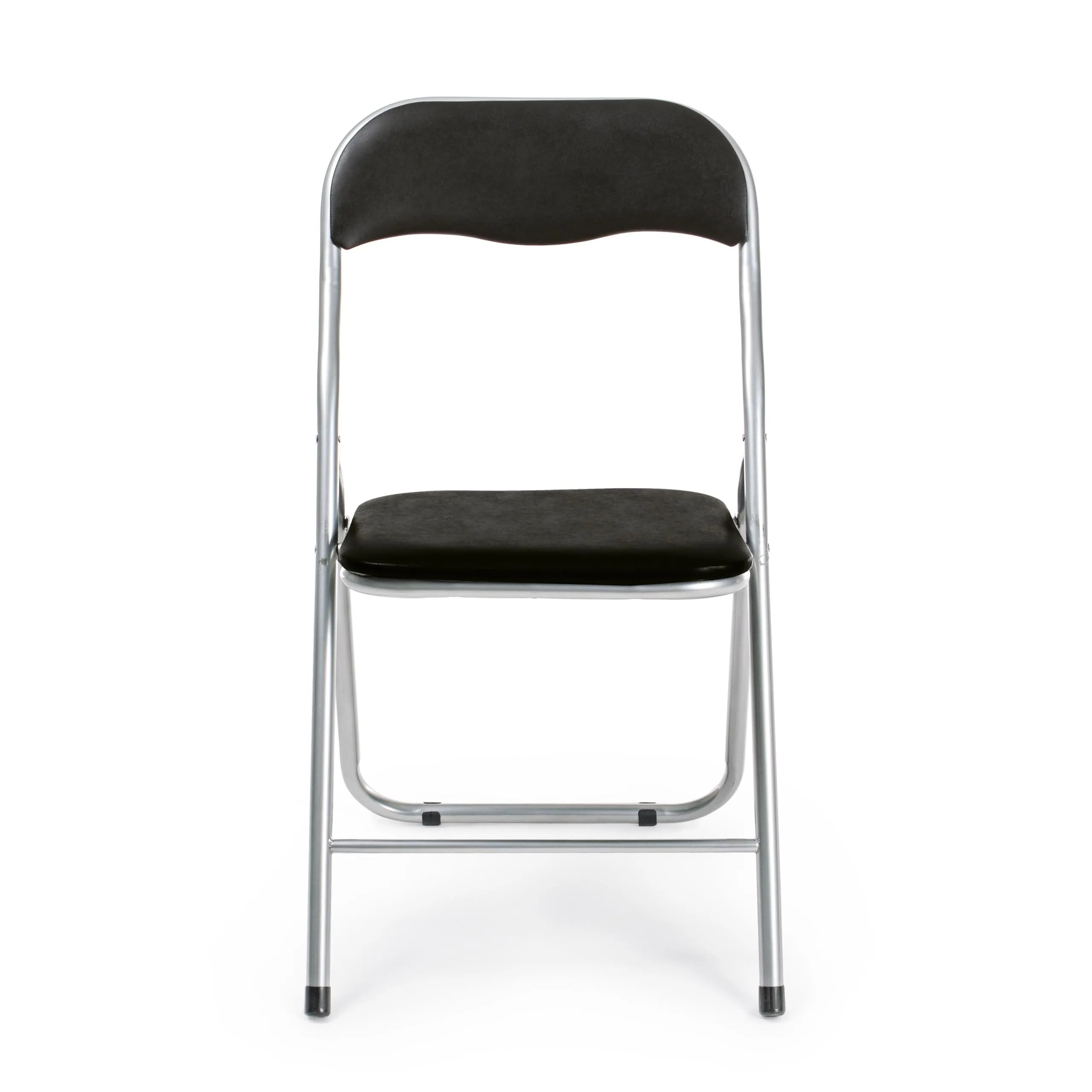 Totò Piccinni Sedie Pieghevoli in Metallo Imbottite in Ecopelle, Nero/Grigio, Set di 2 - immagine 4