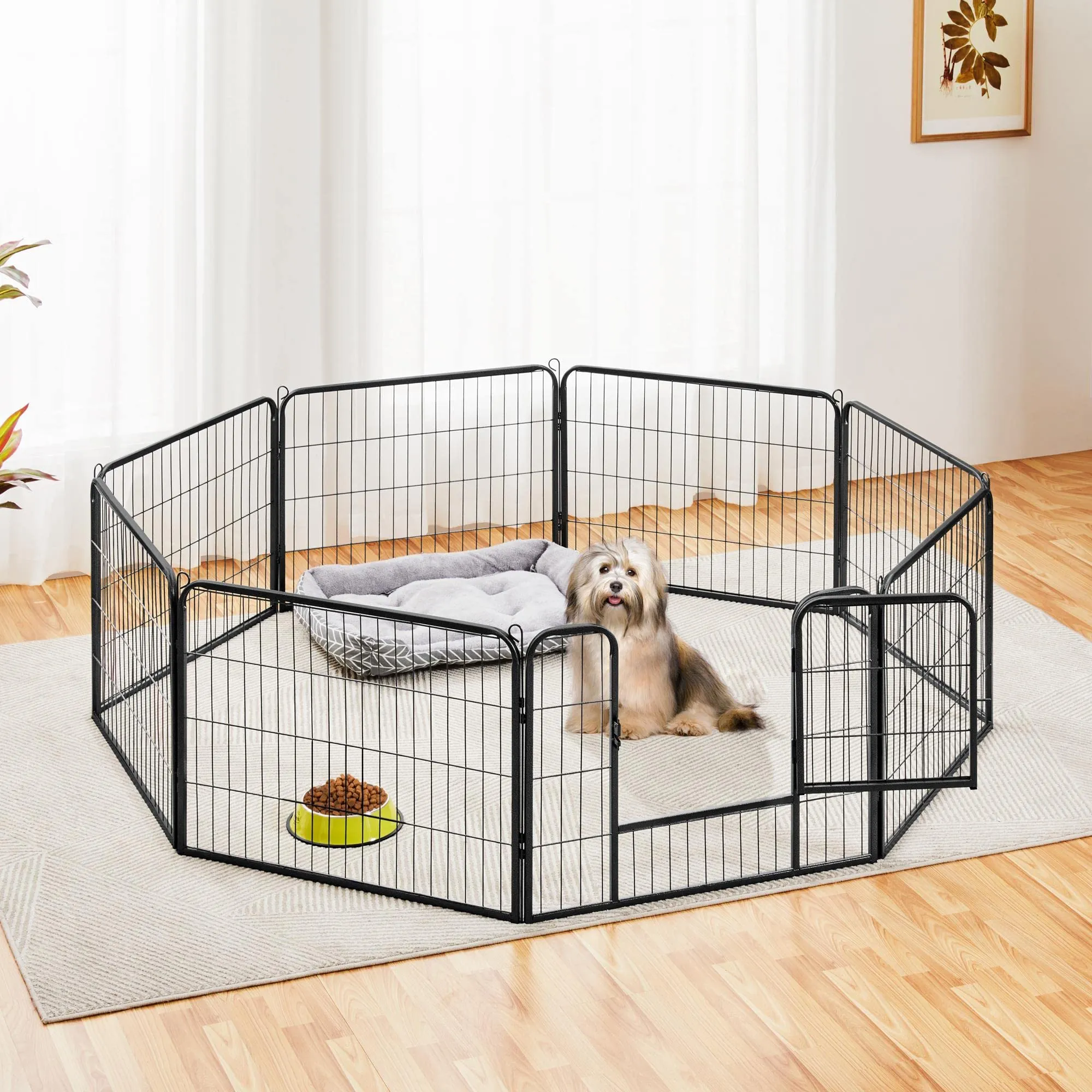 Yaheetech Recinto per Cani da Interno ed Esterno, 8 Pezzi, 80 x 60 cm, Nero - immagine 2