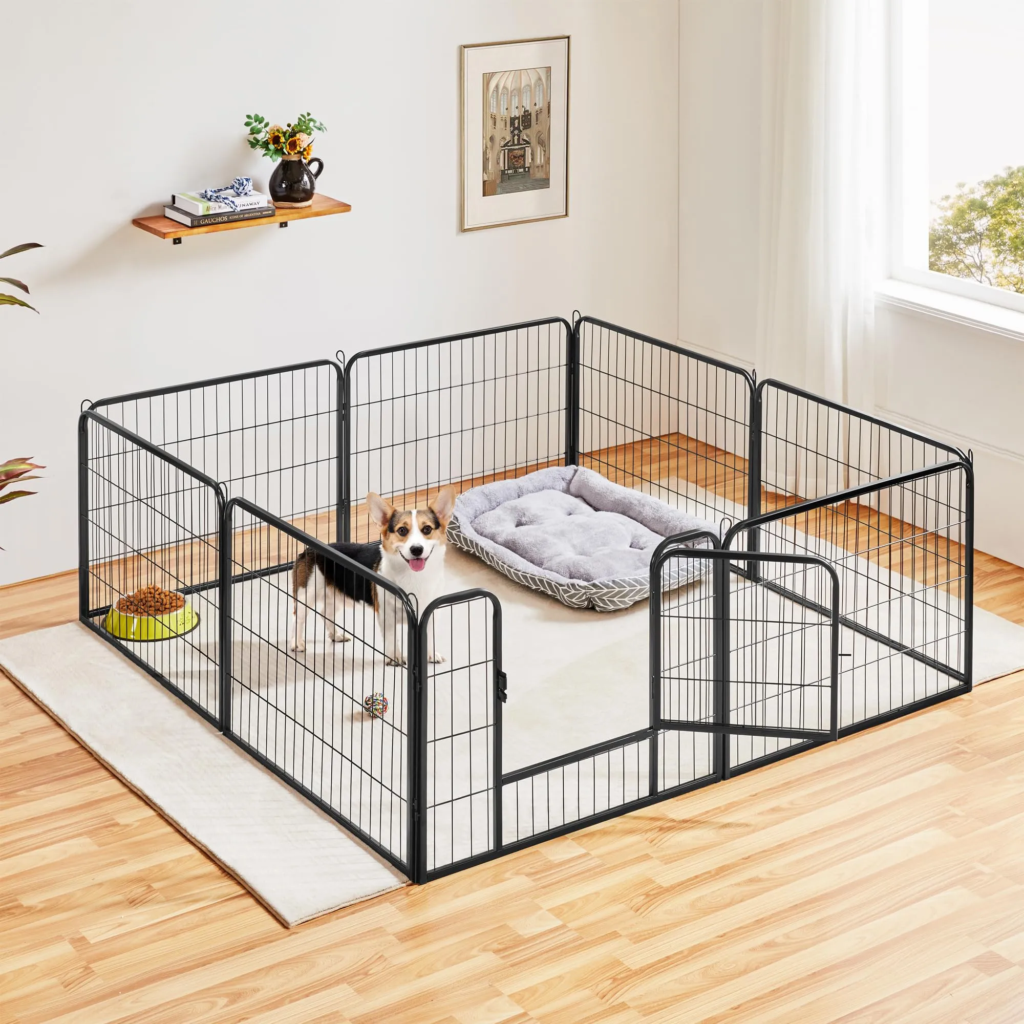 Yaheetech Recinto per Cani da Interno ed Esterno, 8 Pezzi, 80 x 60 cm, Nero - immagine 9