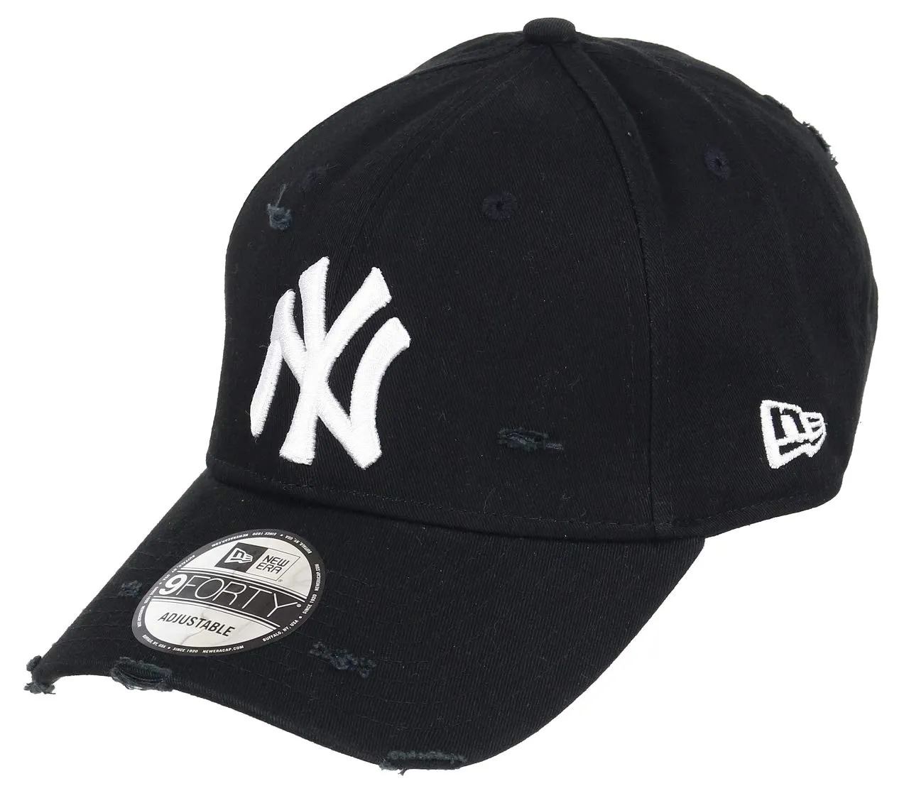 New Era New York Yankees 9Forty Distressed Cap - Black, One Size - immagine 1
