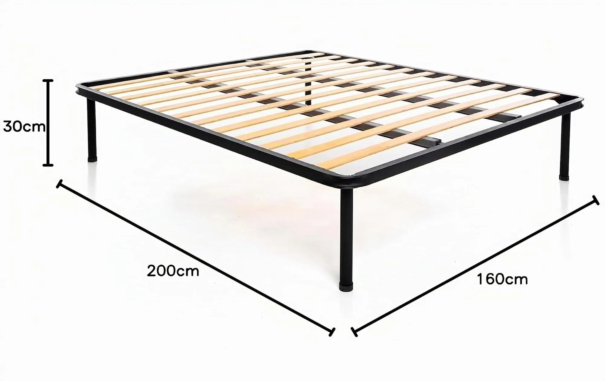Dolci Sogni Rete Letto Matrimoniale 160x200 Ortopedica a Doghe in Legno con Doppia Barra Centrale, Struttura in Ferro, Made in Italy - immagine 3
