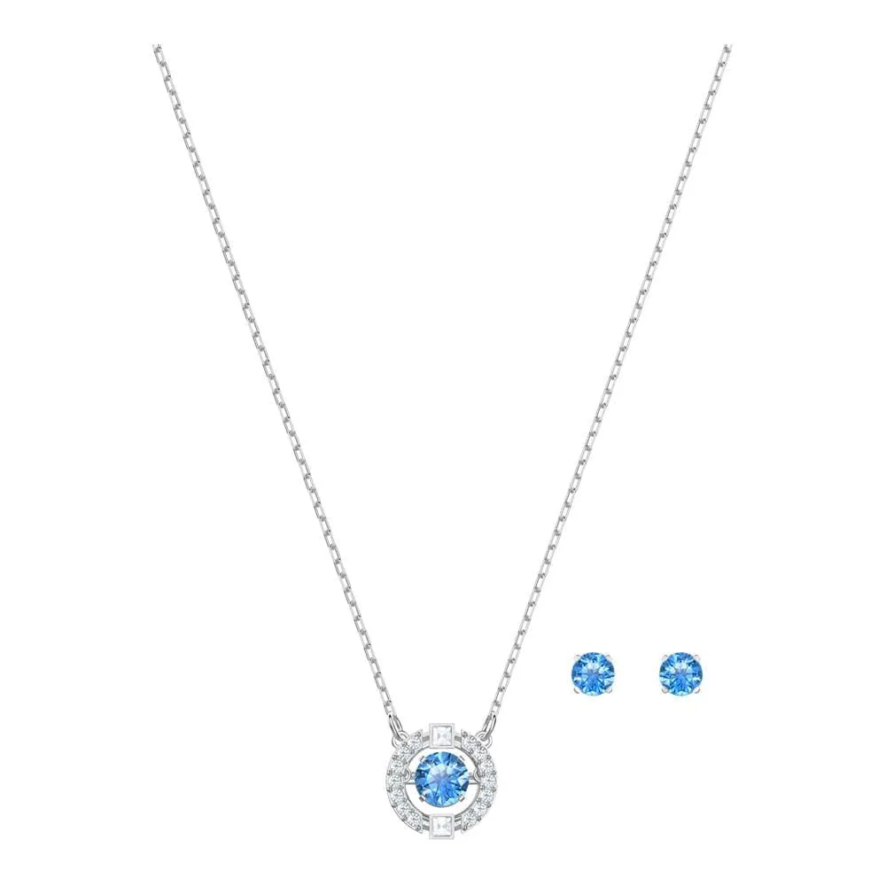 Swarovski Una Set, Round Cut, Blue, Rhodium Plated - immagine 1