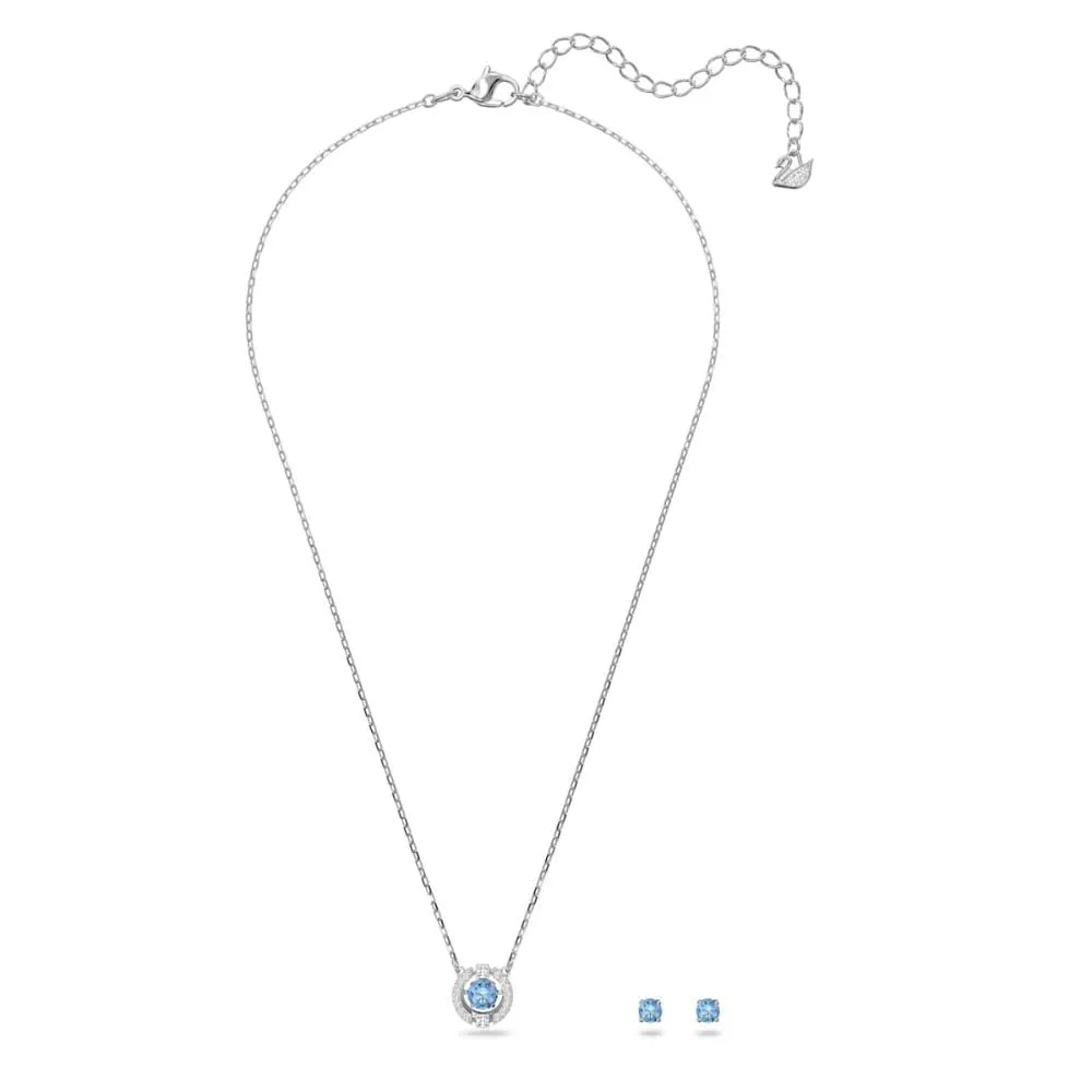 Swarovski Una Set, Round Cut, Blue, Rhodium Plated - immagine 6