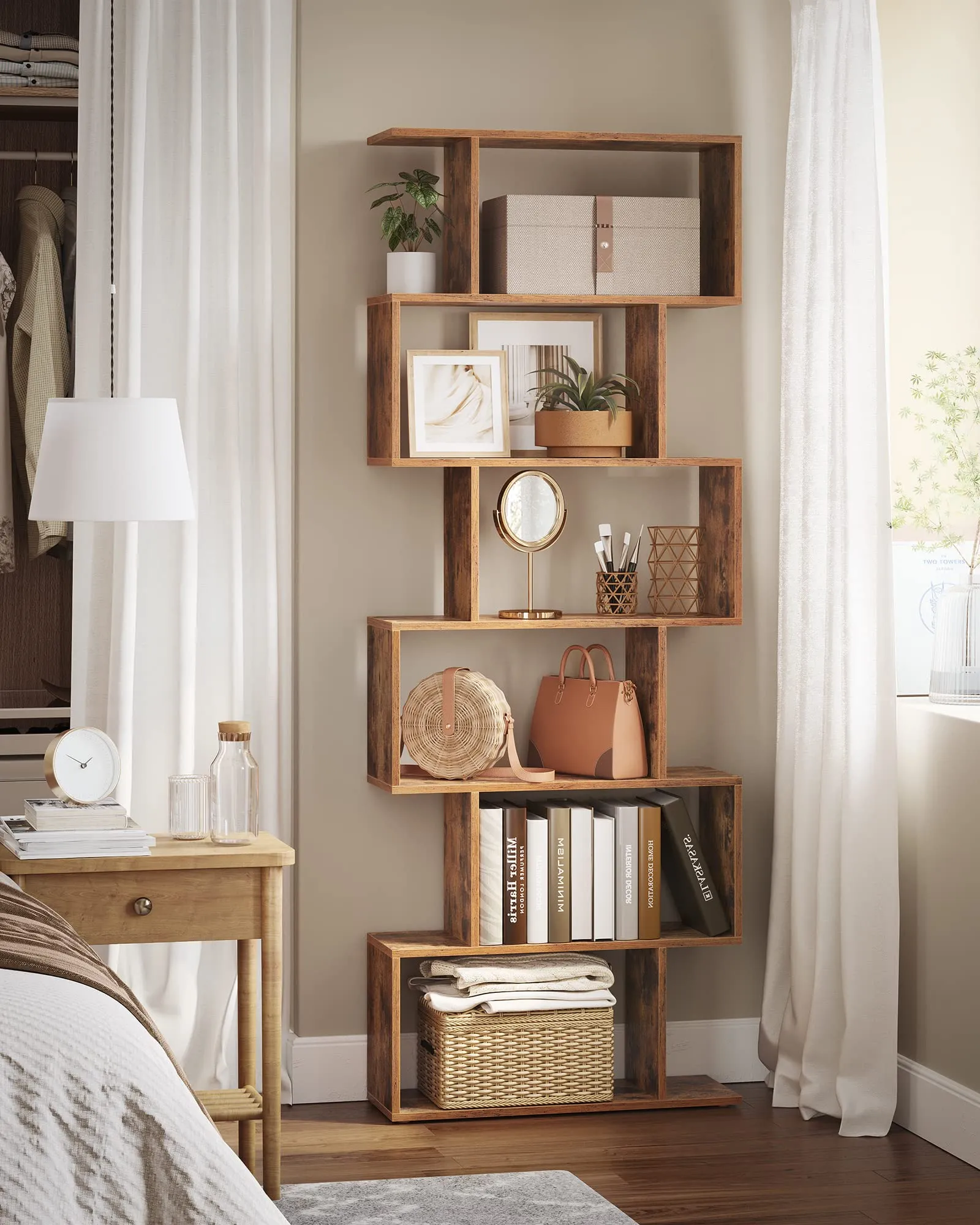 VASAGLE Custos Scaffale a 6 Ripiani, 24 x 70 x 191,6 cm, Marrone Vintage LBC61BXV1 - immagine 4