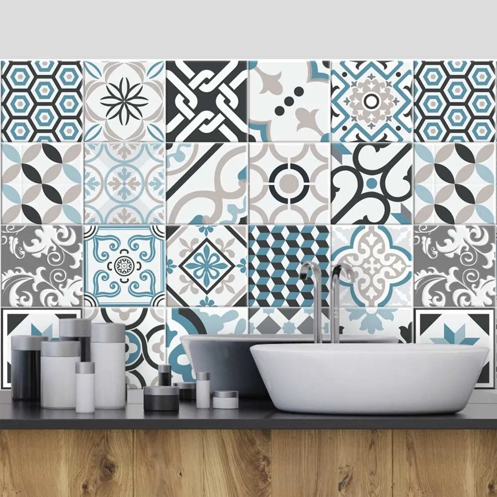 RE-COVERTILES Adesivi Piastrelle in PVC per Cucina e Bagno, 24 Pz 10x10 cm, PS00054 - immagine 2