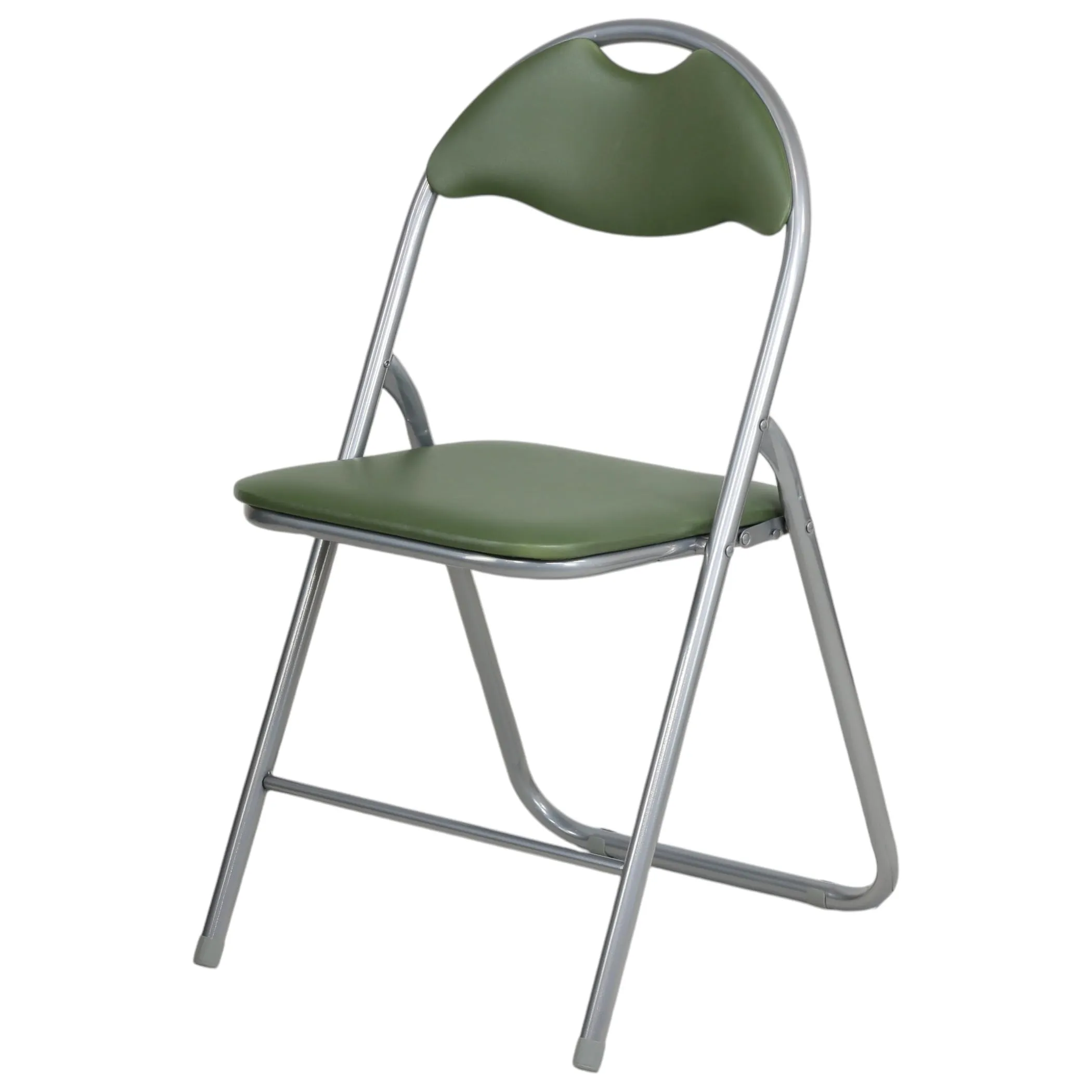 Totò Piccinni Sedie Pieghevoli in Metallo e Ecopelle, Silver/Verde Felce, 1 Pz - immagine 1