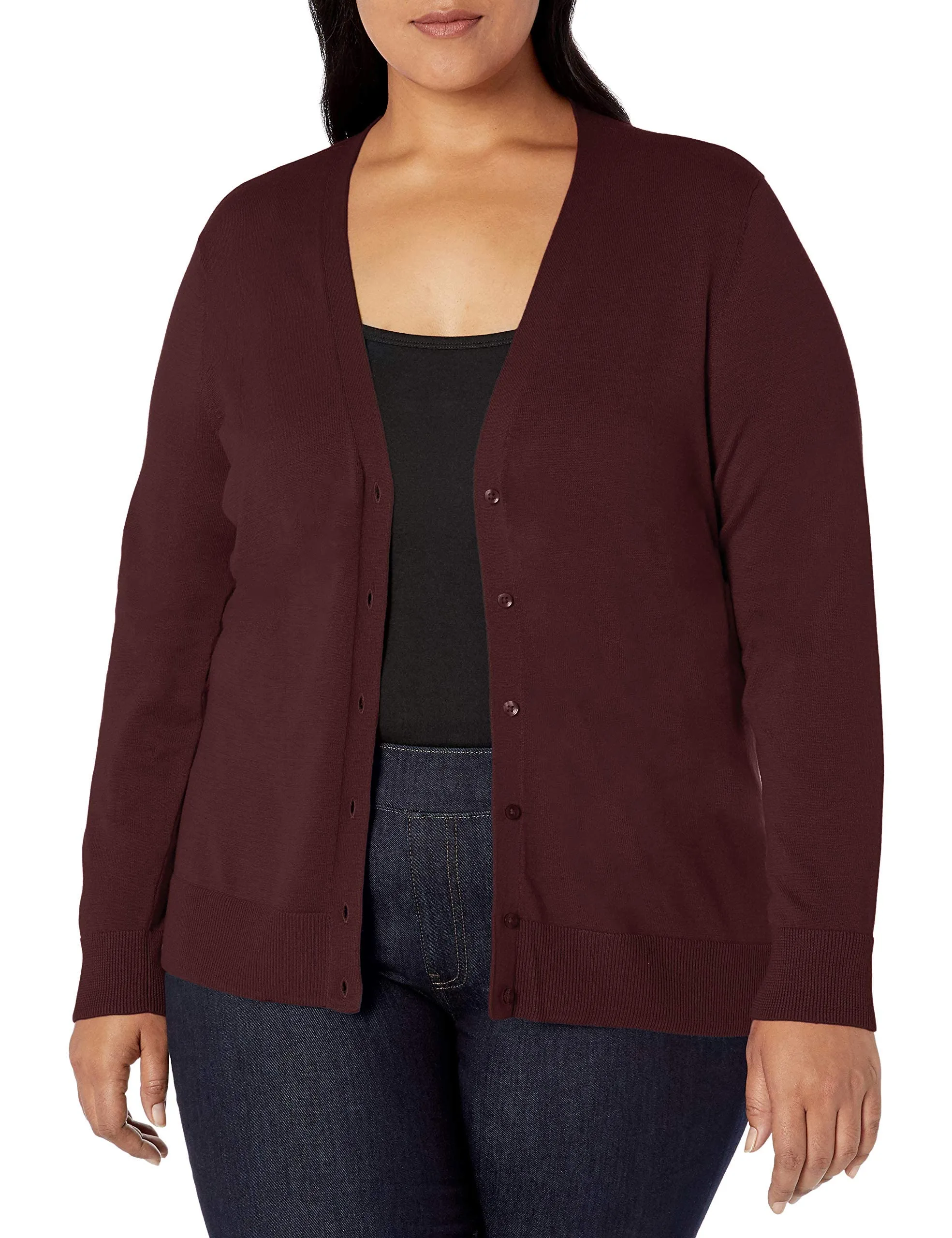 Amazon Essentials Felpa Cardigan Leggera Donna, Bordeaux, XXL Plus - immagine 6