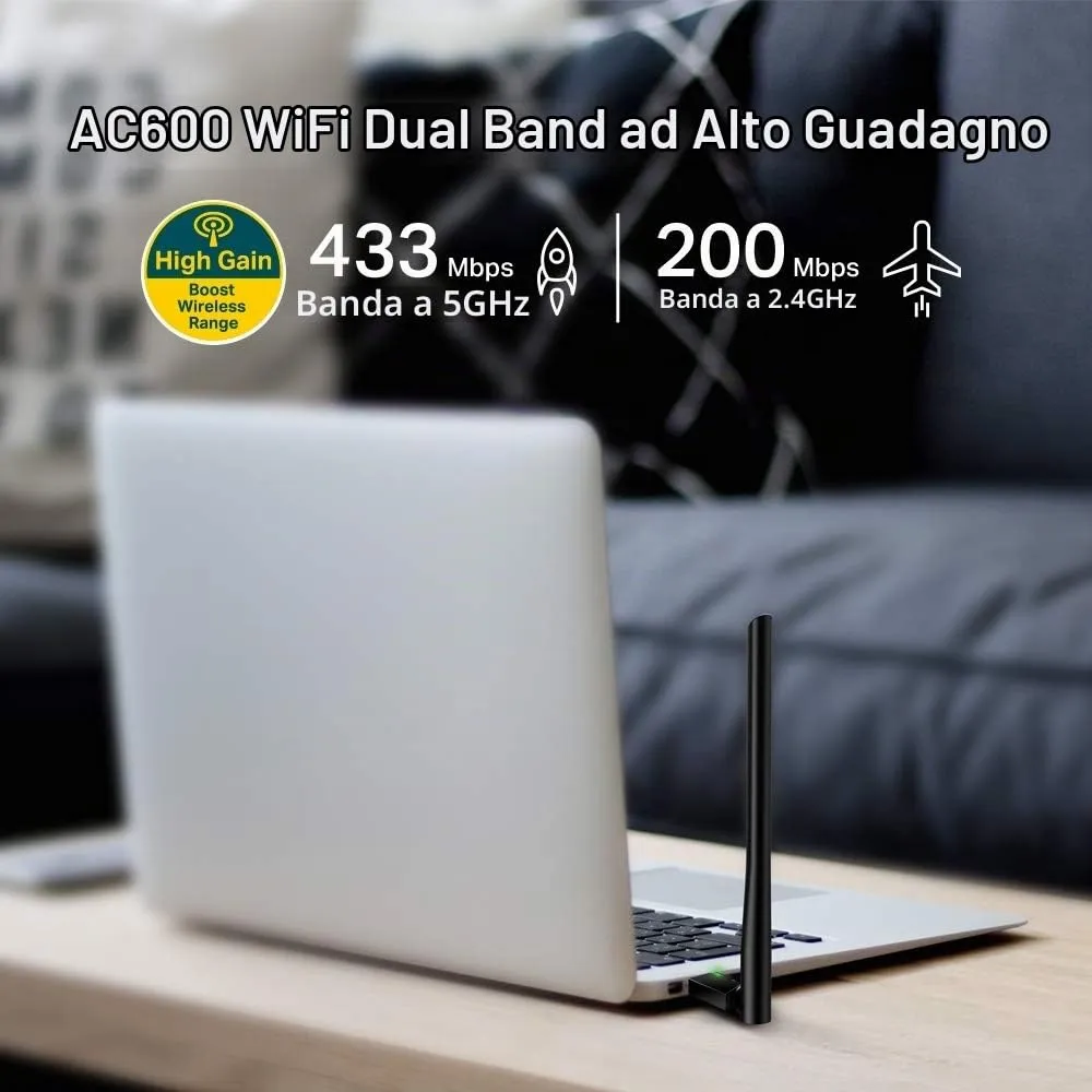 TP-Link Archer T2U Plus Dual-Band AC600 High Gain USB Wifi Adapter - immagine 3
