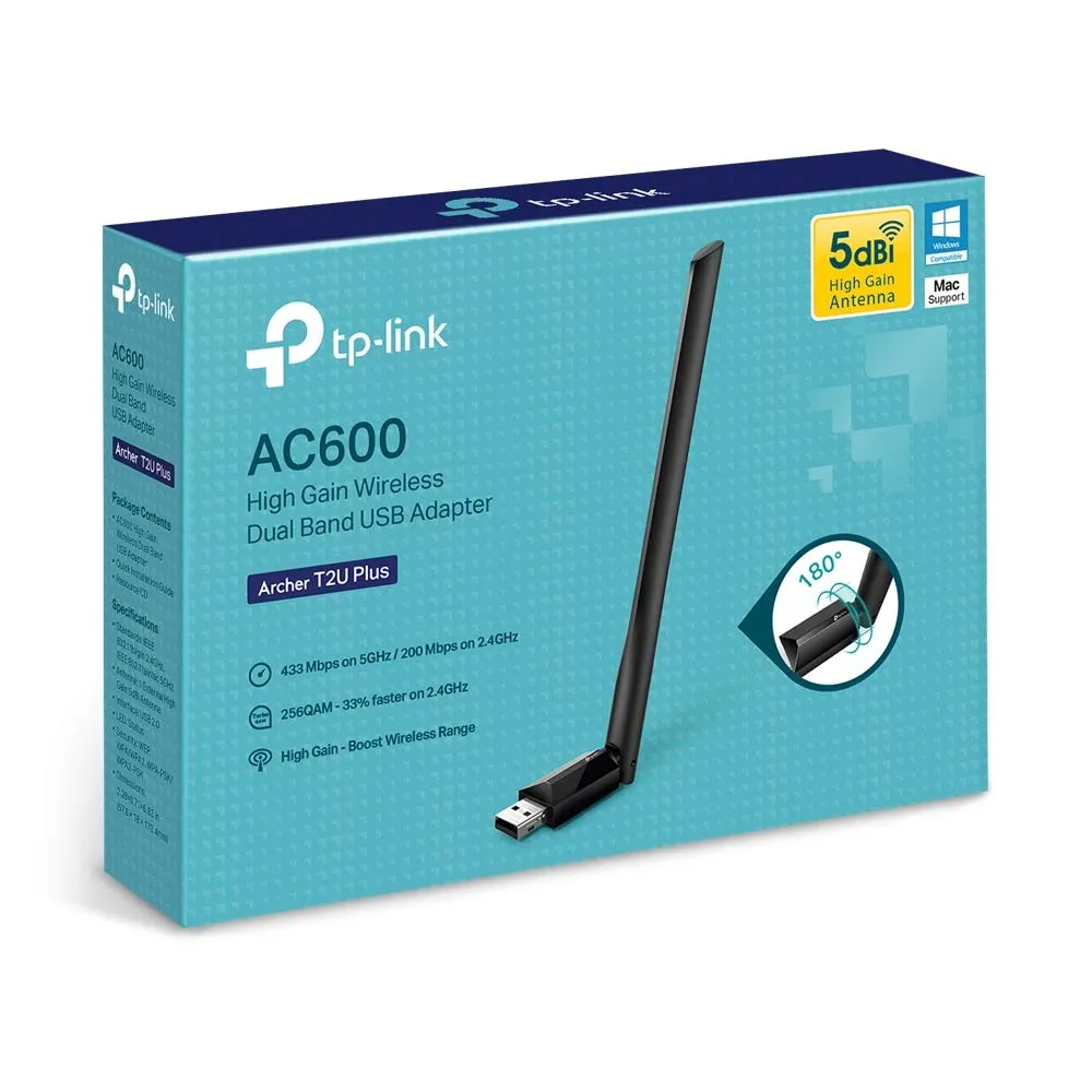 TP-Link Archer T2U Plus Dual-Band AC600 High Gain USB Wifi Adapter - immagine 7