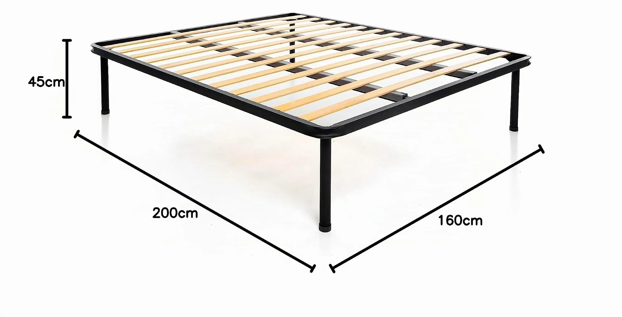 Dolci Sogni Rete Letto Matrimoniale 160x200 Ortopedica a Doghe di Legno con Doppia Barra Centrale, Struttura in Ferro, Made in Italy - immagine 3