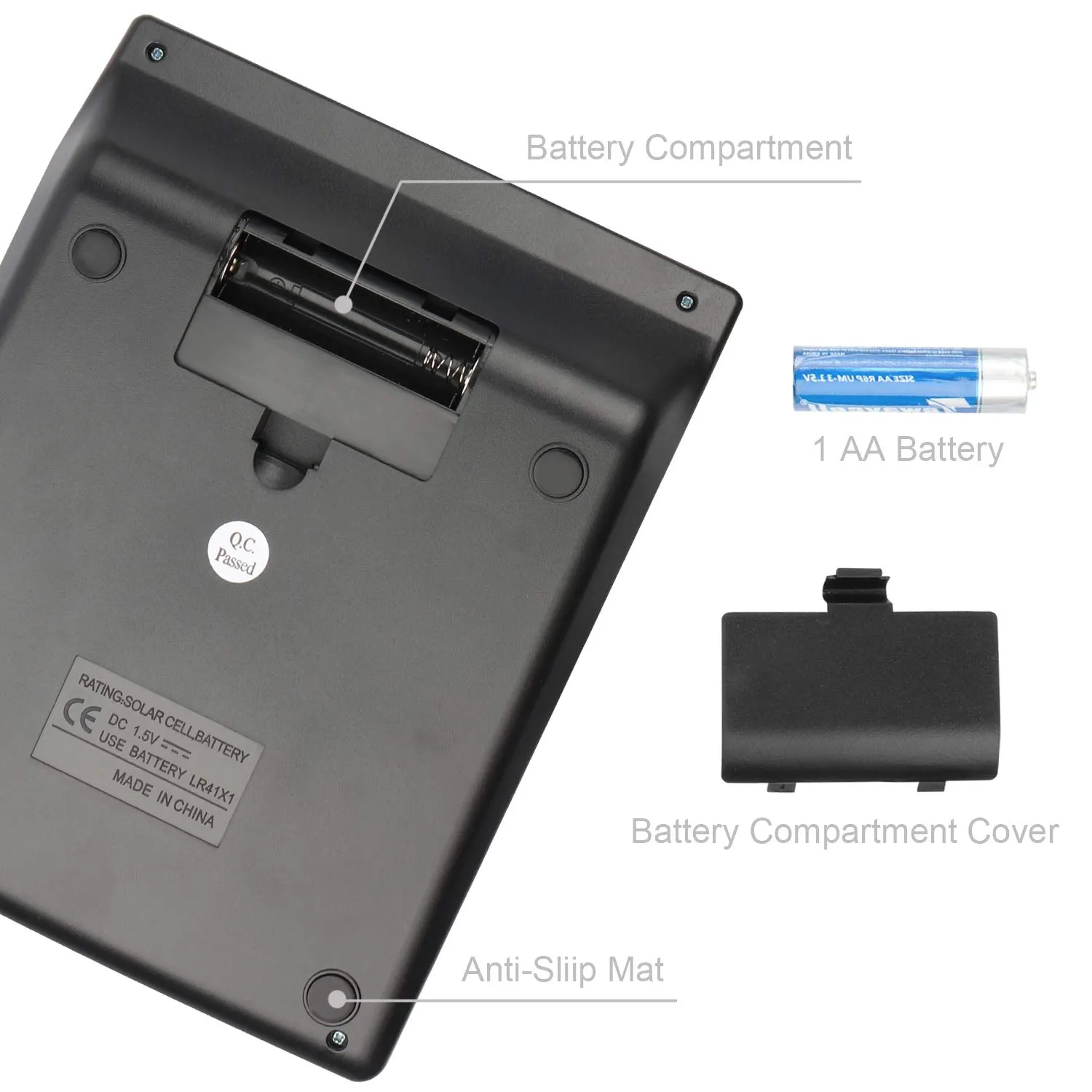 HIHUHEN Calcolatrice da Tavolo 12 Cifre con Display Elettronico, Energia Solare e Batterie AA - immagine 3