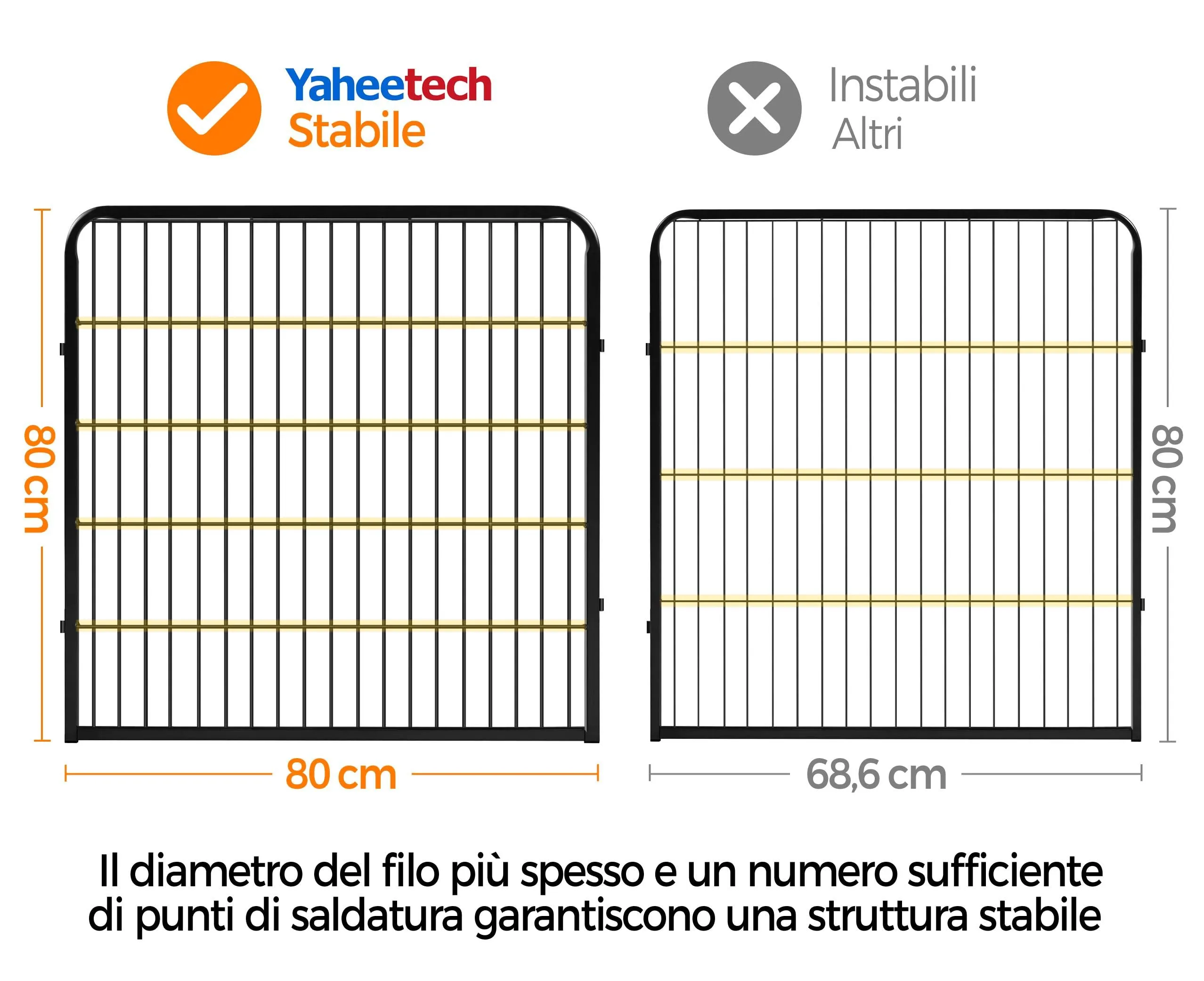 Yaheetech Recinto per Cani Interno Esterno, 8 Pannelli 80x80 cm, Nero - immagine 6