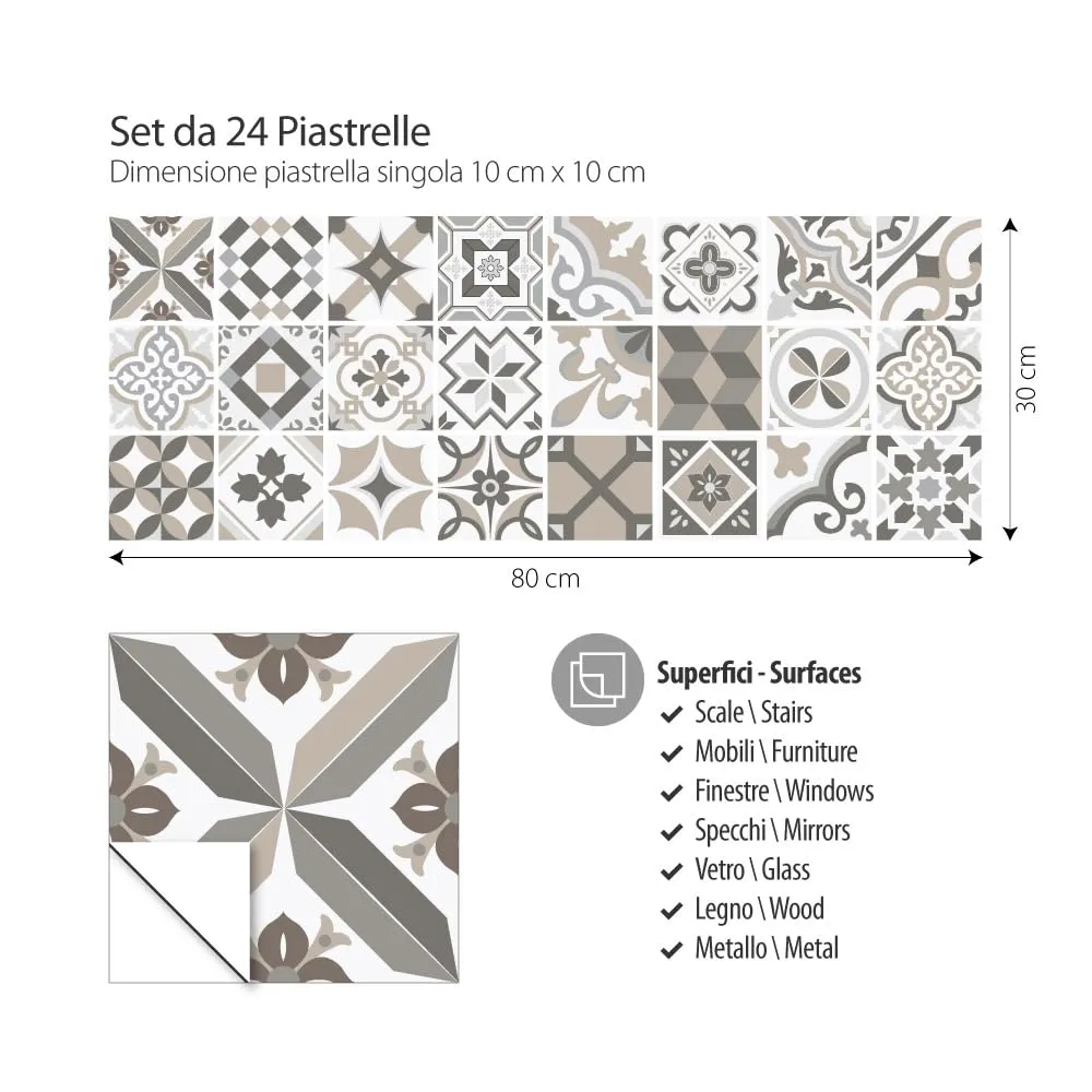 RE-COVERTILES Adesivi Piastrelle in PVC per Cucina e Bagno, 24 Pz 10x10 cm, PS00089 - immagine 6